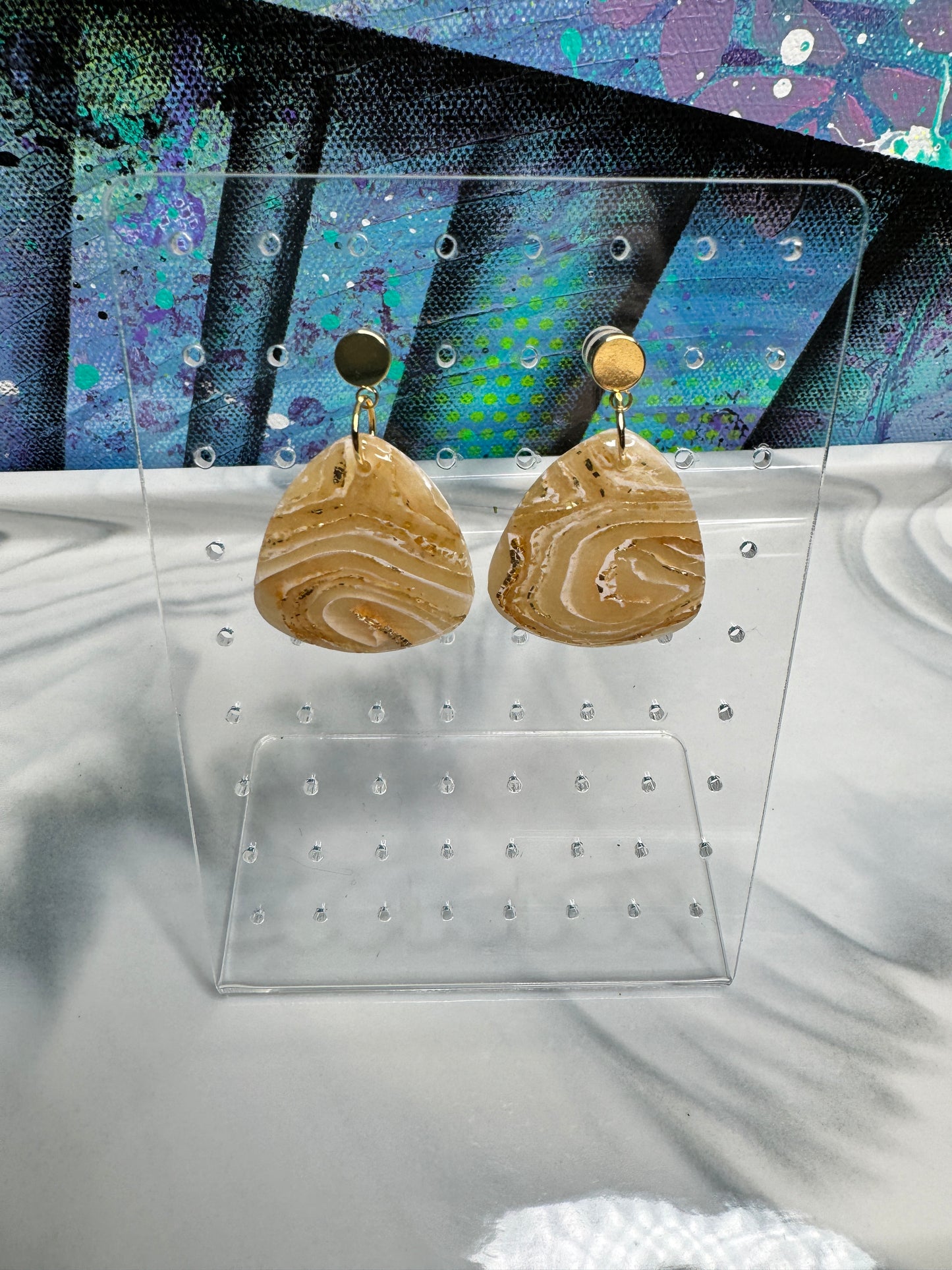 “Neutral Agate Vibes Style 7" Handmade Polymer Clay Earrings