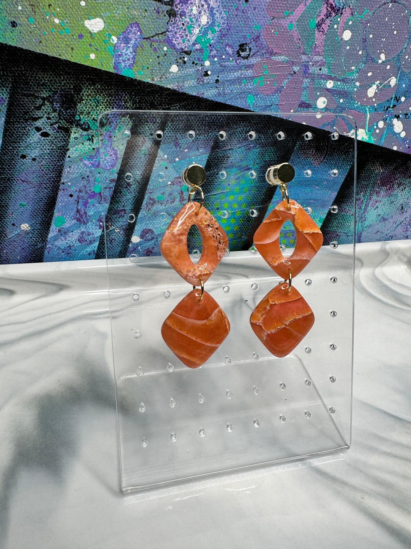 "Orange Dream Style 3" Handmade Polymer Clay Earrings