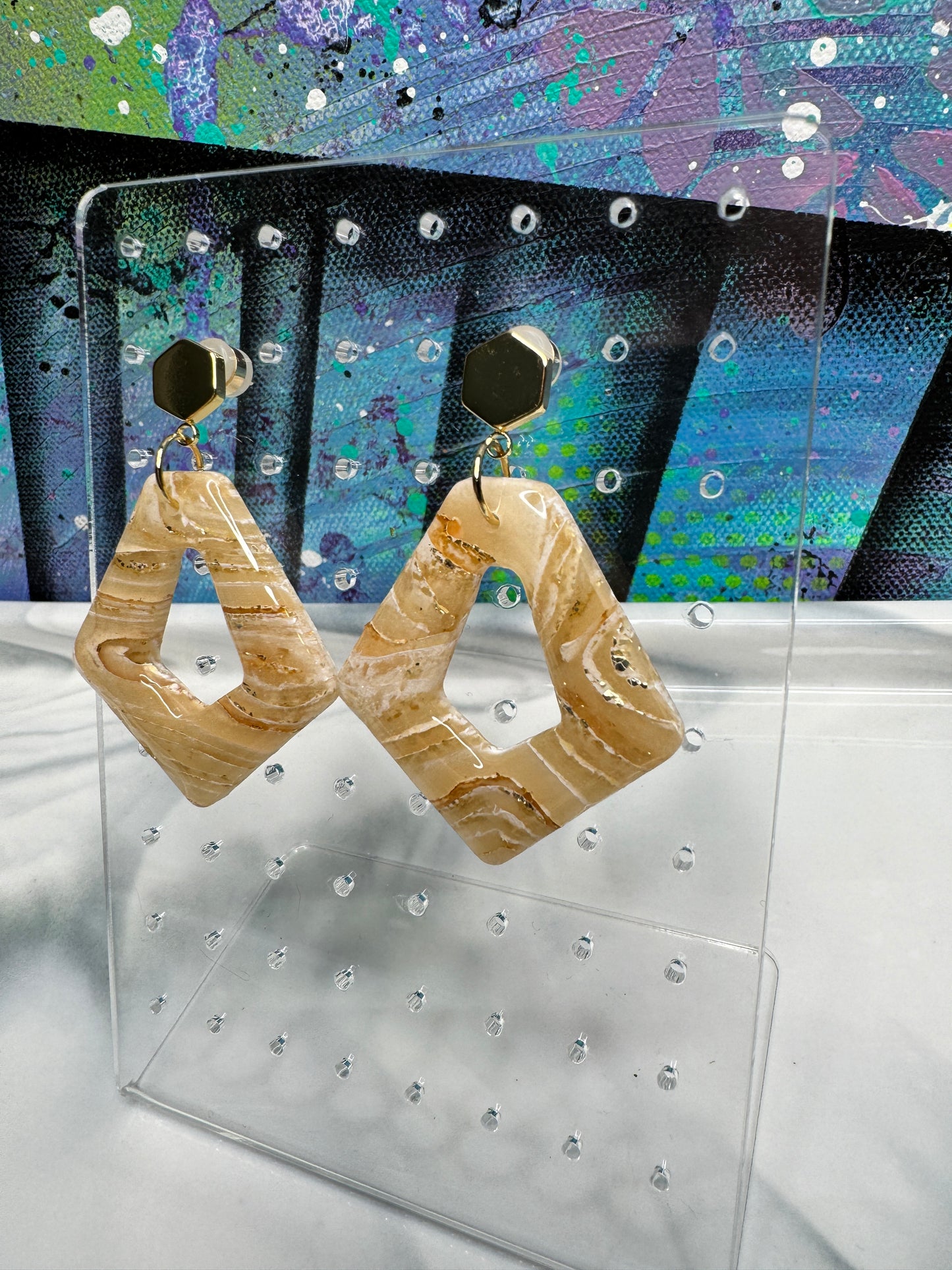 "Neutral Agate Vibes Style 5" Handmade Polymer Clay Earrings