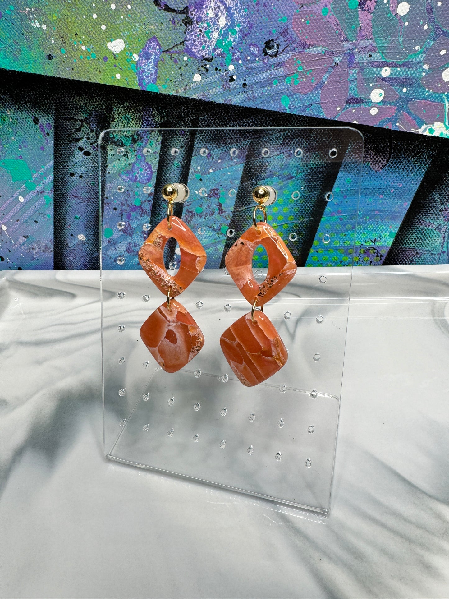 "Orange Dream Style 2" Handmade Polymer Clay Earrings