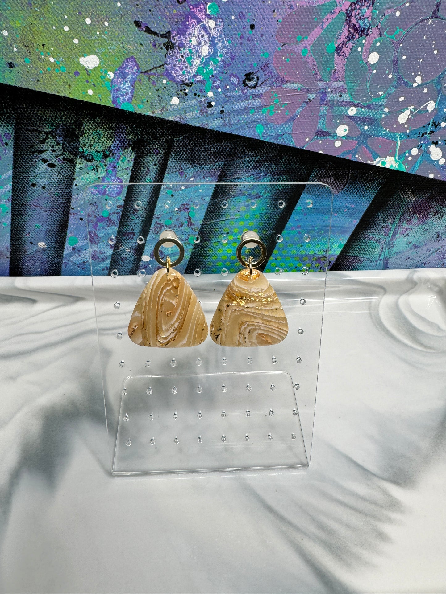 "Neutral Agate Vibes Style 3" Handmade Polymer Clay Earrings