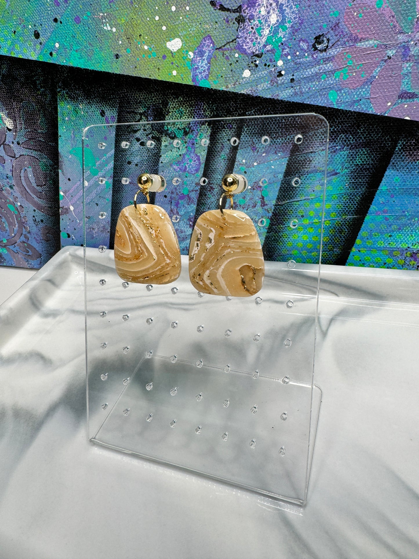 "Neutral Agate Vibes Style 2" Handmade Polymer Clay Earrings