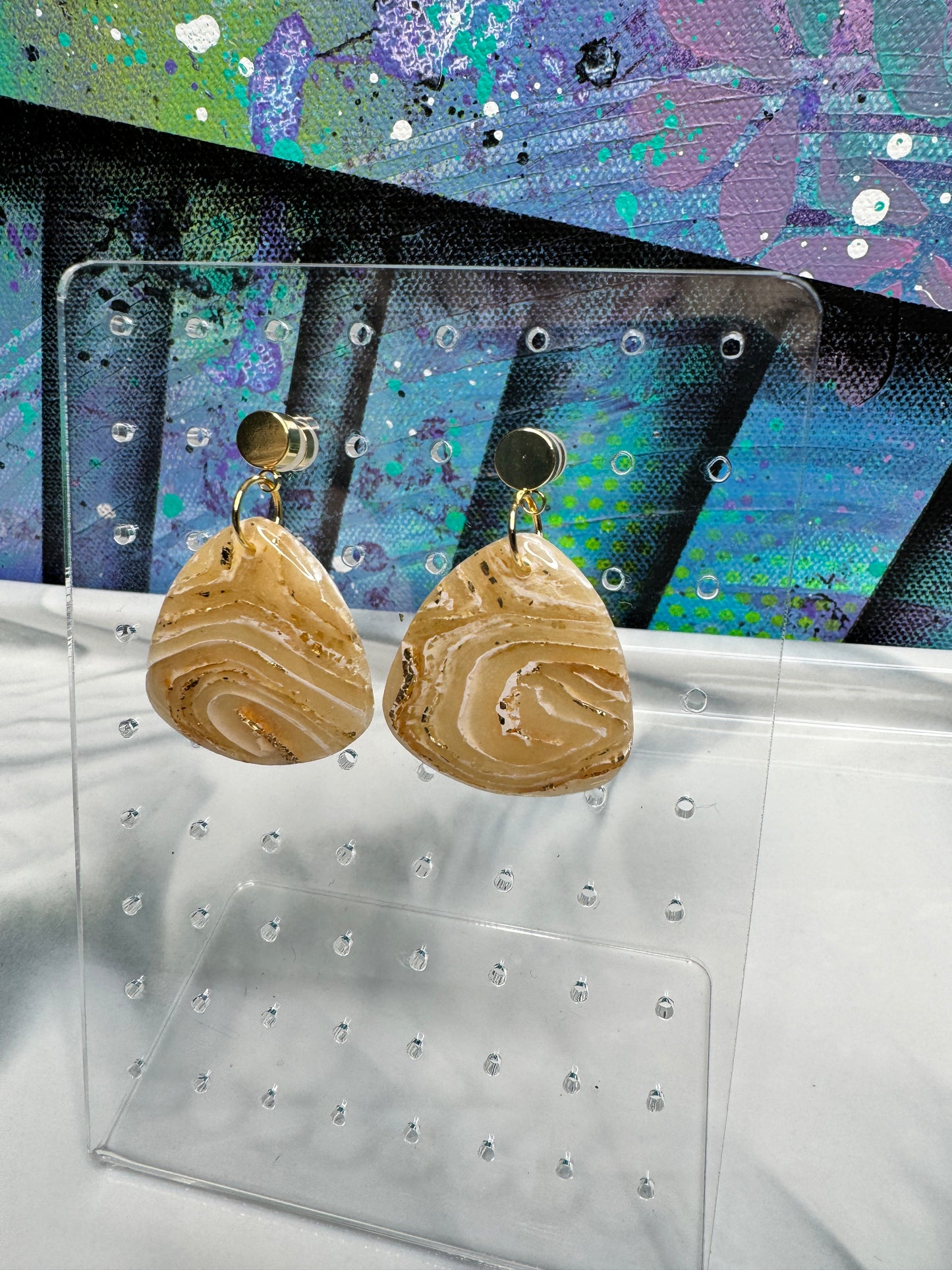 “Neutral Agate Vibes Style 7" Handmade Polymer Clay Earrings