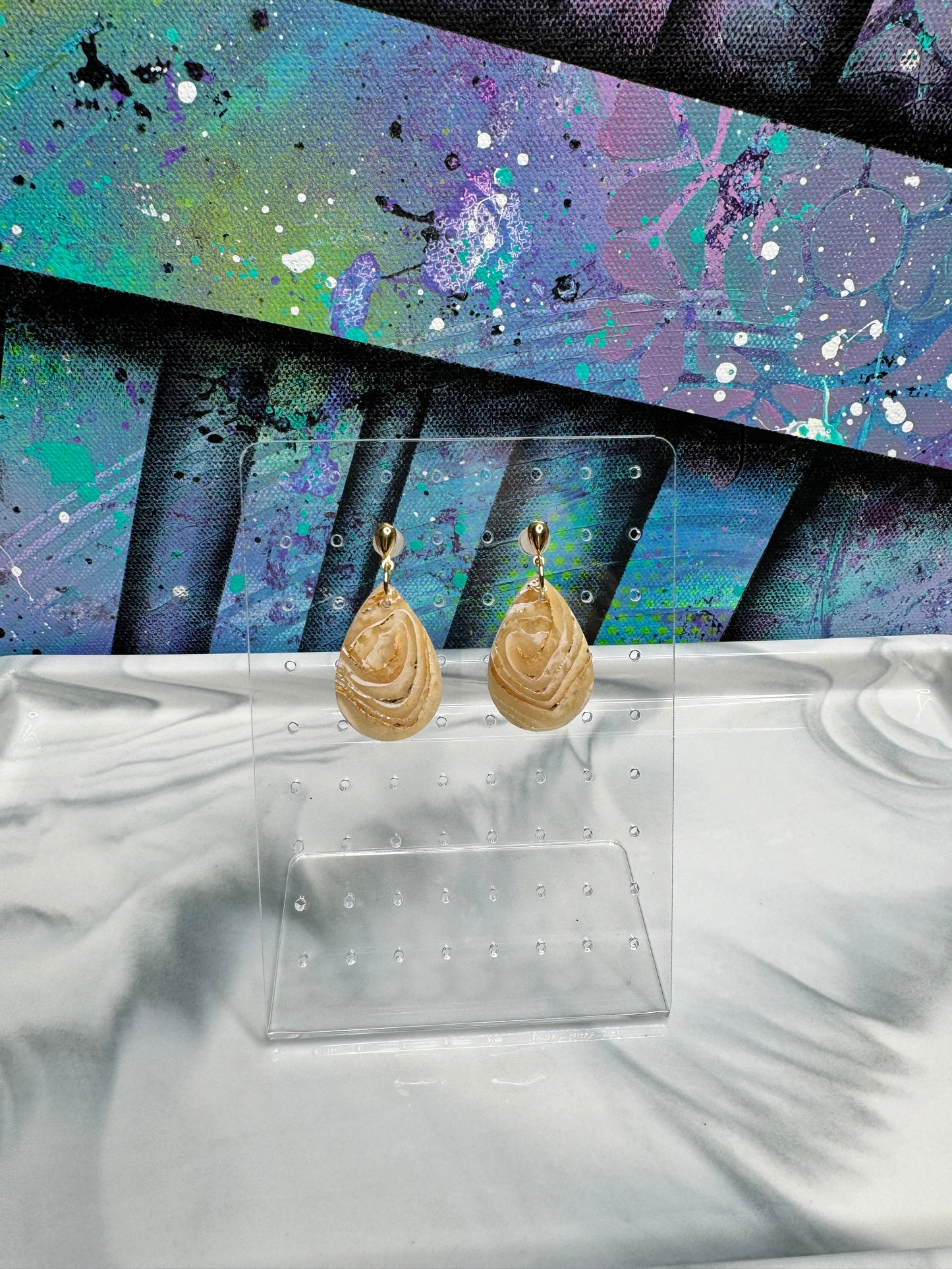 "Neutral Agate Vibes Style 1" Handmade Polymer Clay Earrings