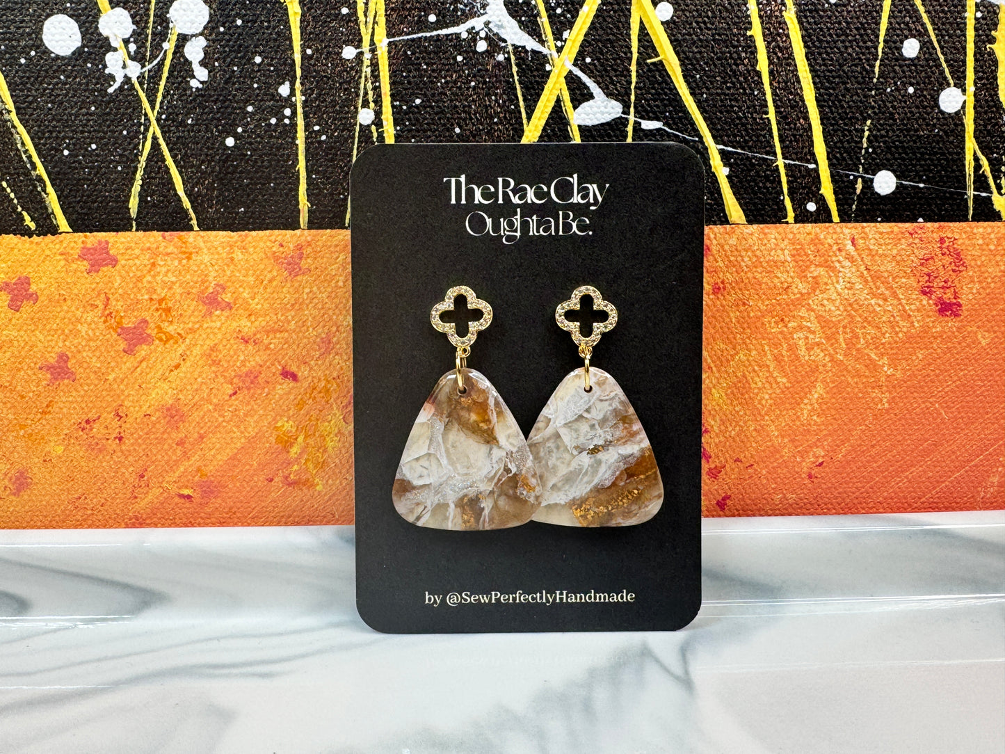 "Neutral Stone 3" Handmade Polymer Clay Earrings