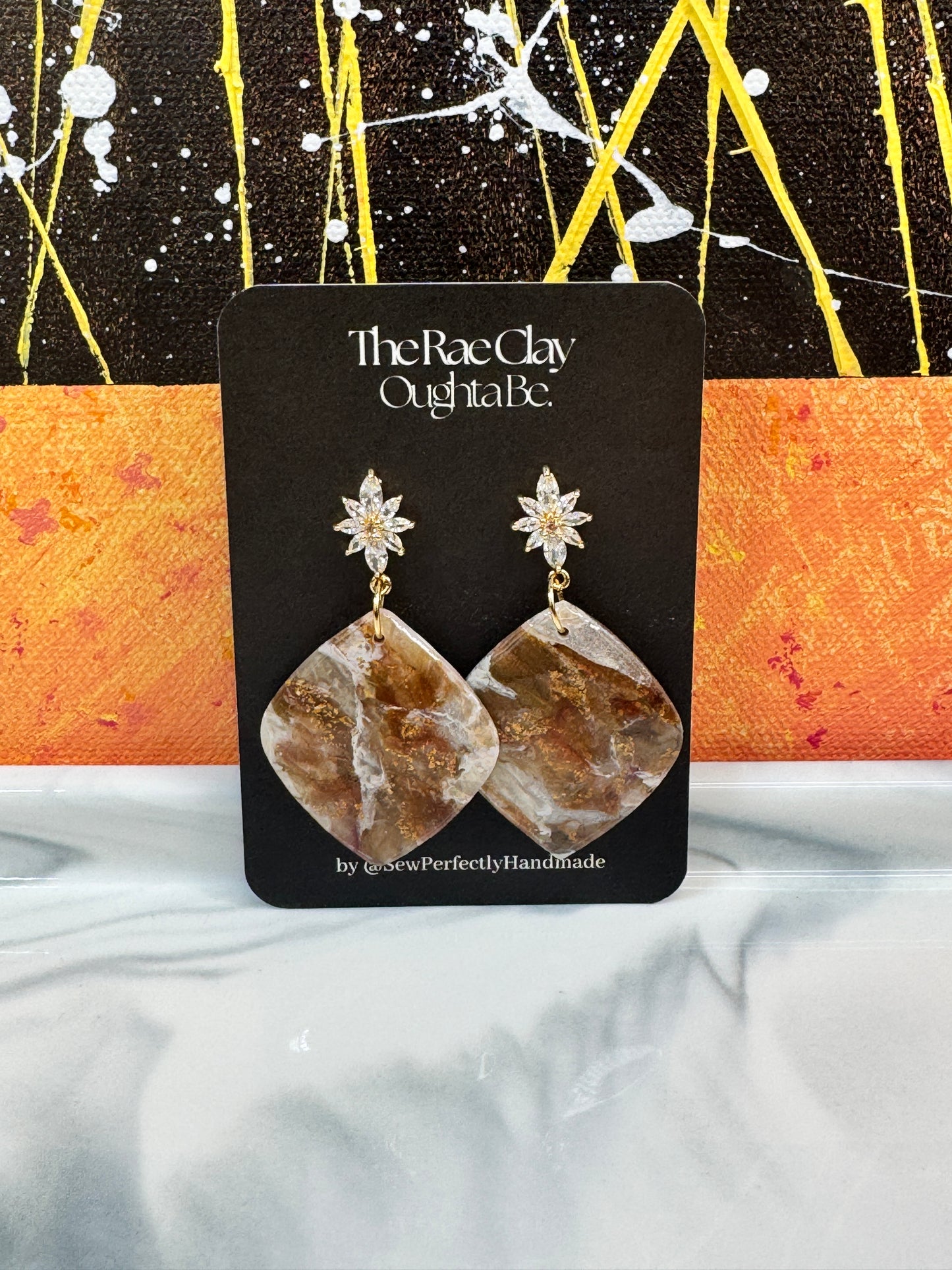 "Neutral Stone 4" Handmade Polymer Clay Earrings