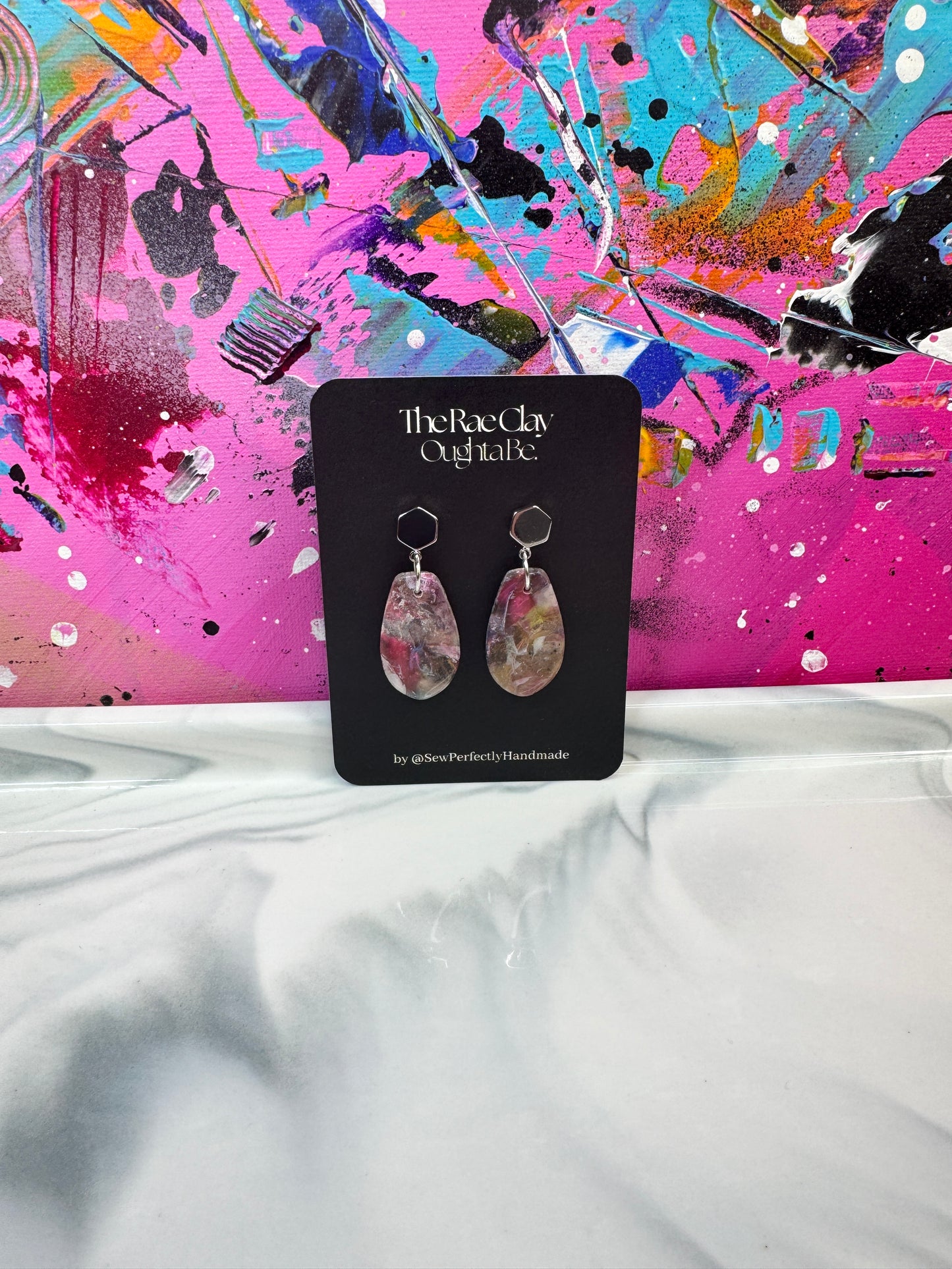 "Vibrant Stone 1" Handmade Polymer Clay Earrings