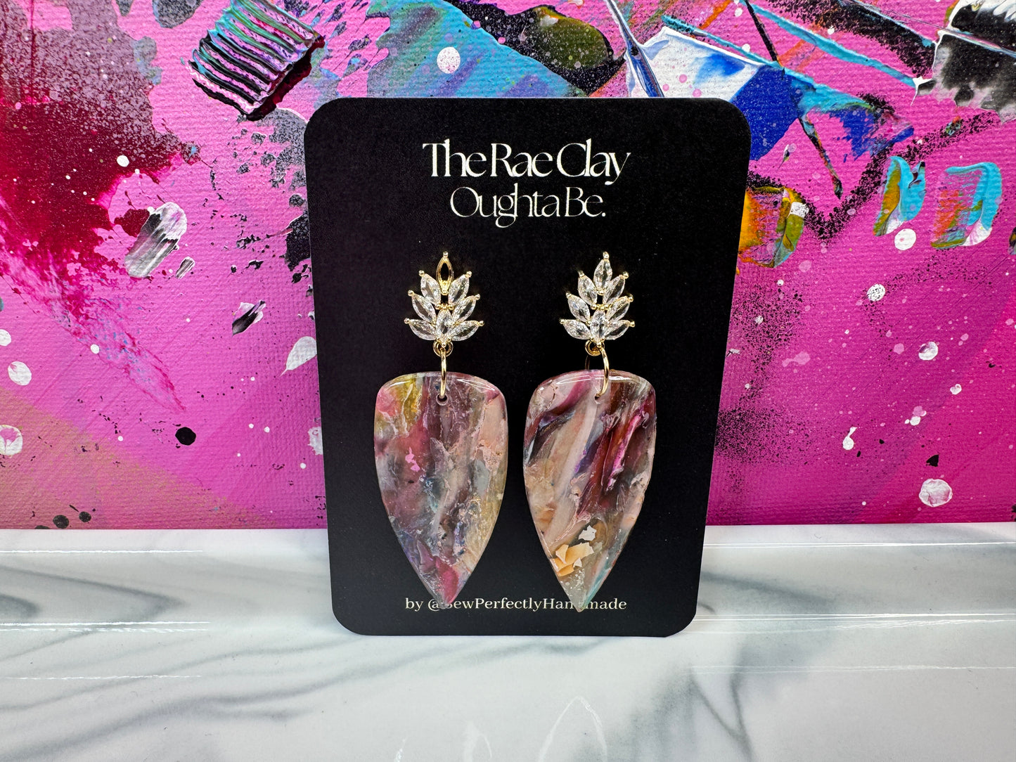 "Vibrant Stone 3" Handmade Polymer Clay Earrings