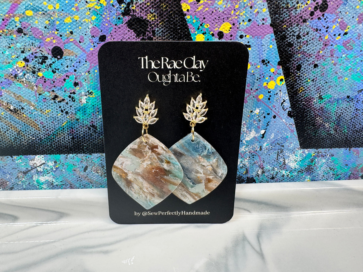 "Blue Ocean 1" Handmade Polymer Clay Earrings