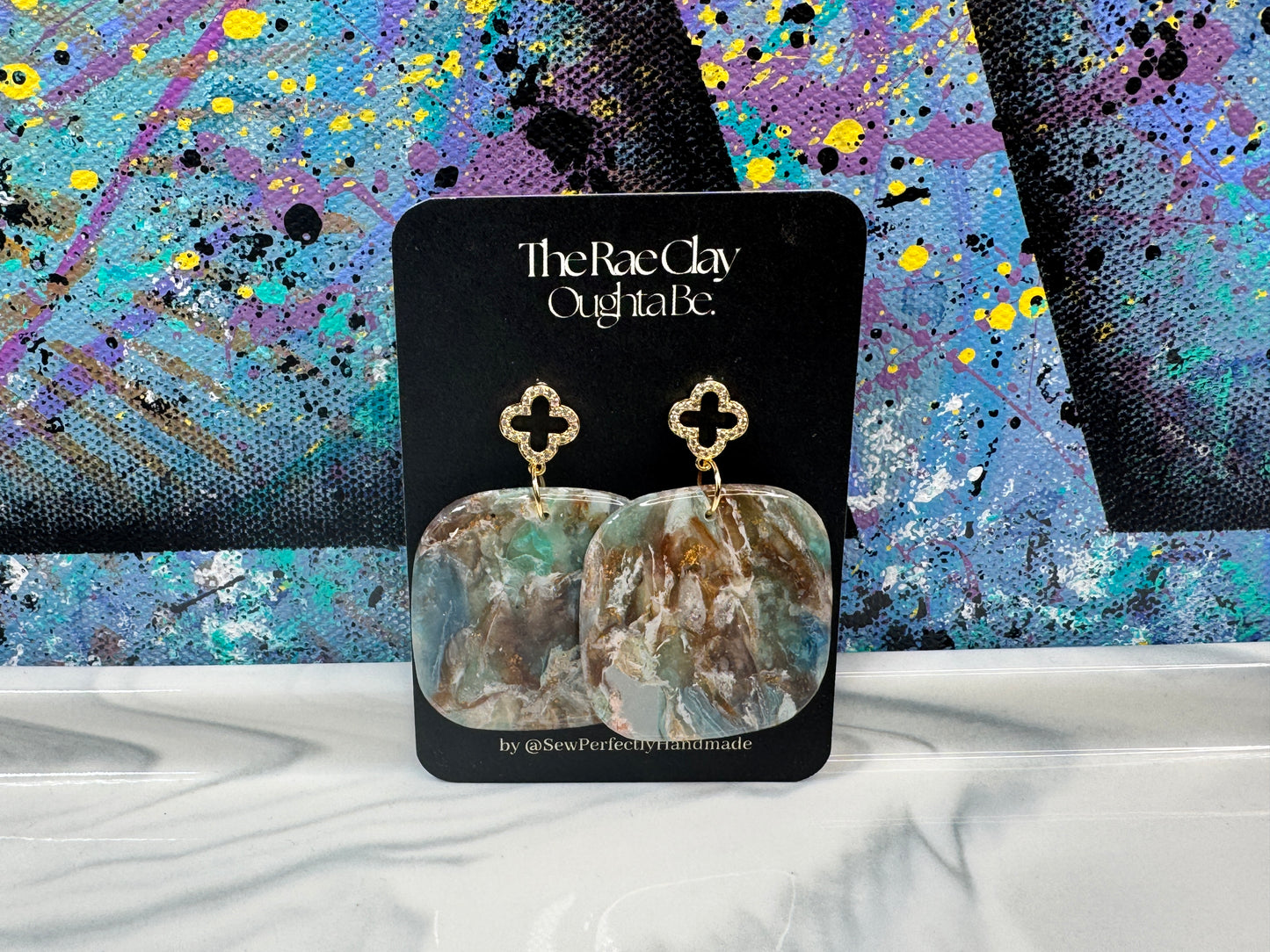 "Blue Ocean 2" Handmade Polymer Clay Earrings