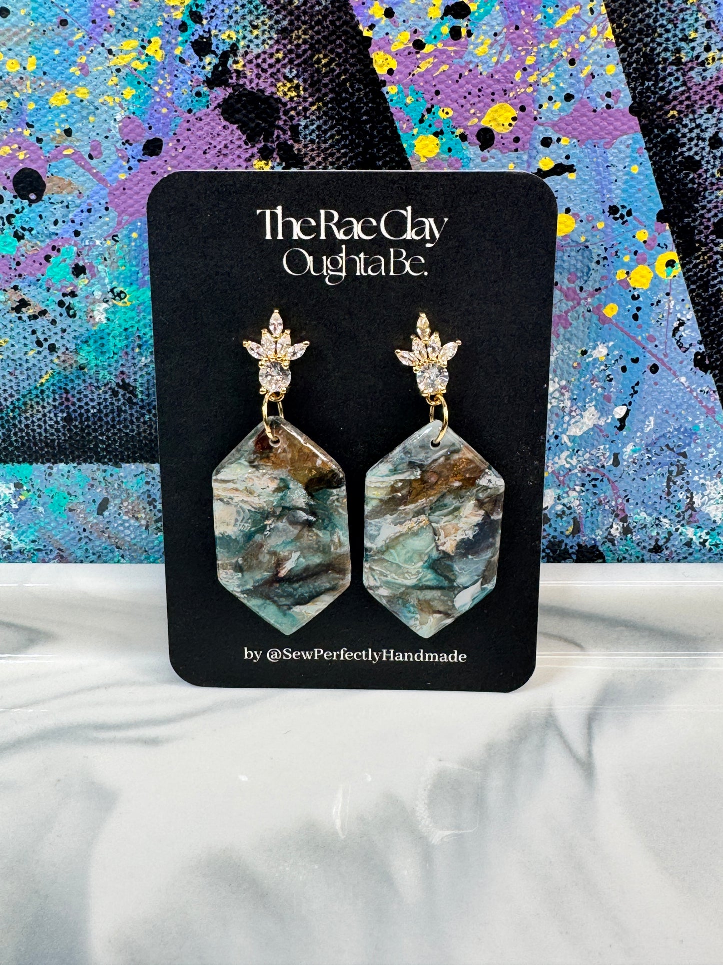 "Dark Beach 1" Handmade Polymer Clay Earrings