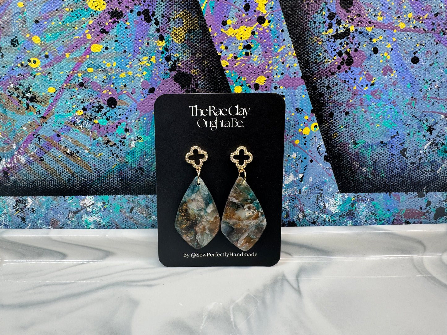 "Dark Beach 2" Handmade Polymer Clay Earrings