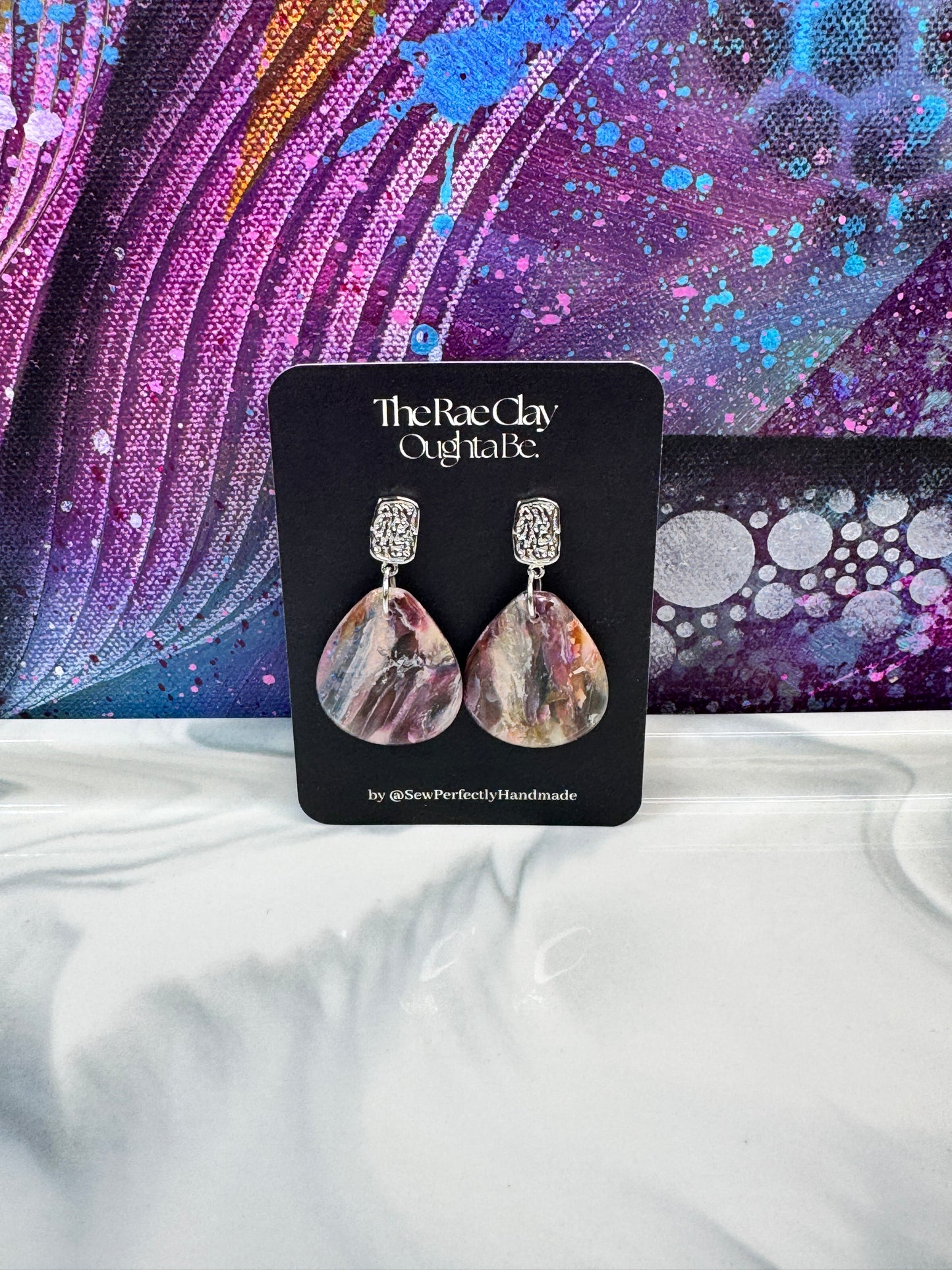 "Vibrant Stone 4" Handmade Polymer Clay Earrings