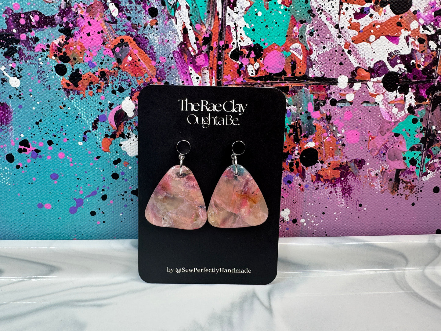 "Pink Scene 2" Handmade Polymer Clay Earrings