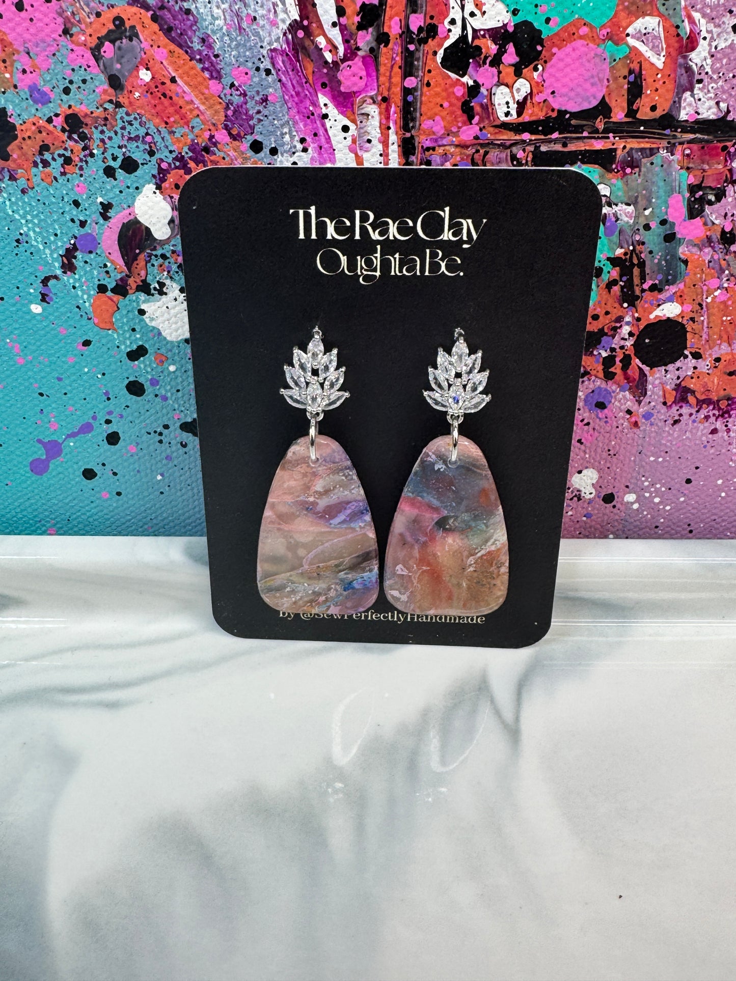 "Pink Scene 4" Handmade Polymer Clay Earrings