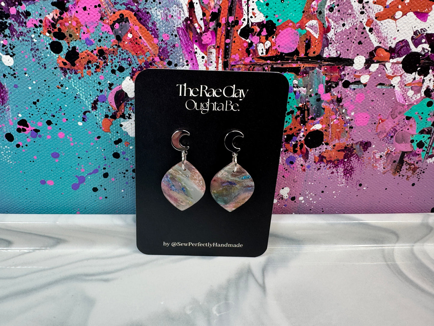 "Shades of Teal 1" Handmade Polymer Clay Earrings