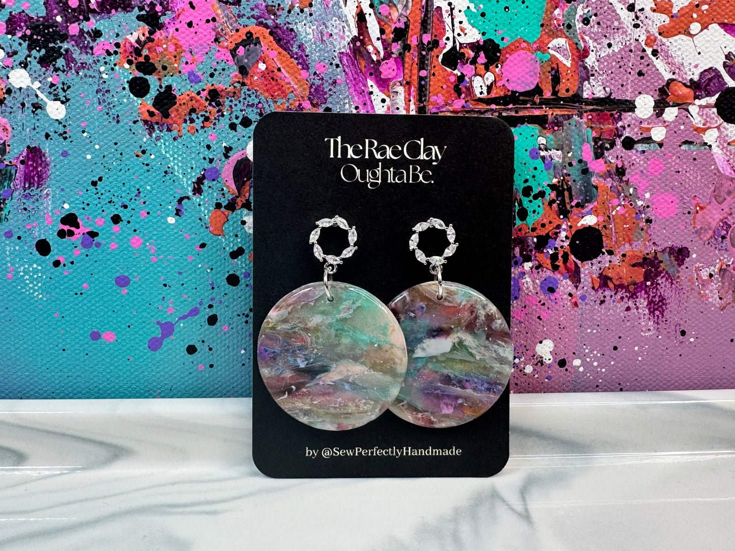 "Shades of Teal 5" Handmade Polymer Clay Earrings