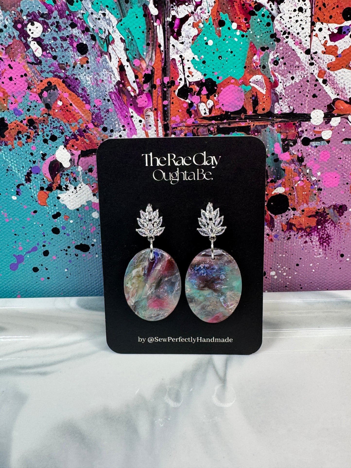 "Shades of Teal 3" Handmade Polymer Clay Earrings