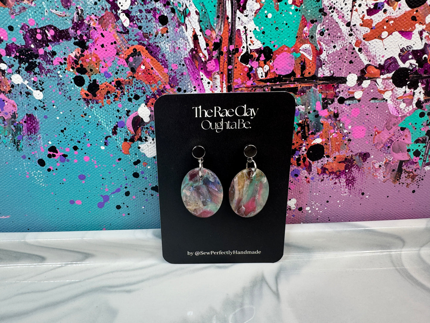 "Shades of Teal 2" Handmade Polymer Clay Earrings