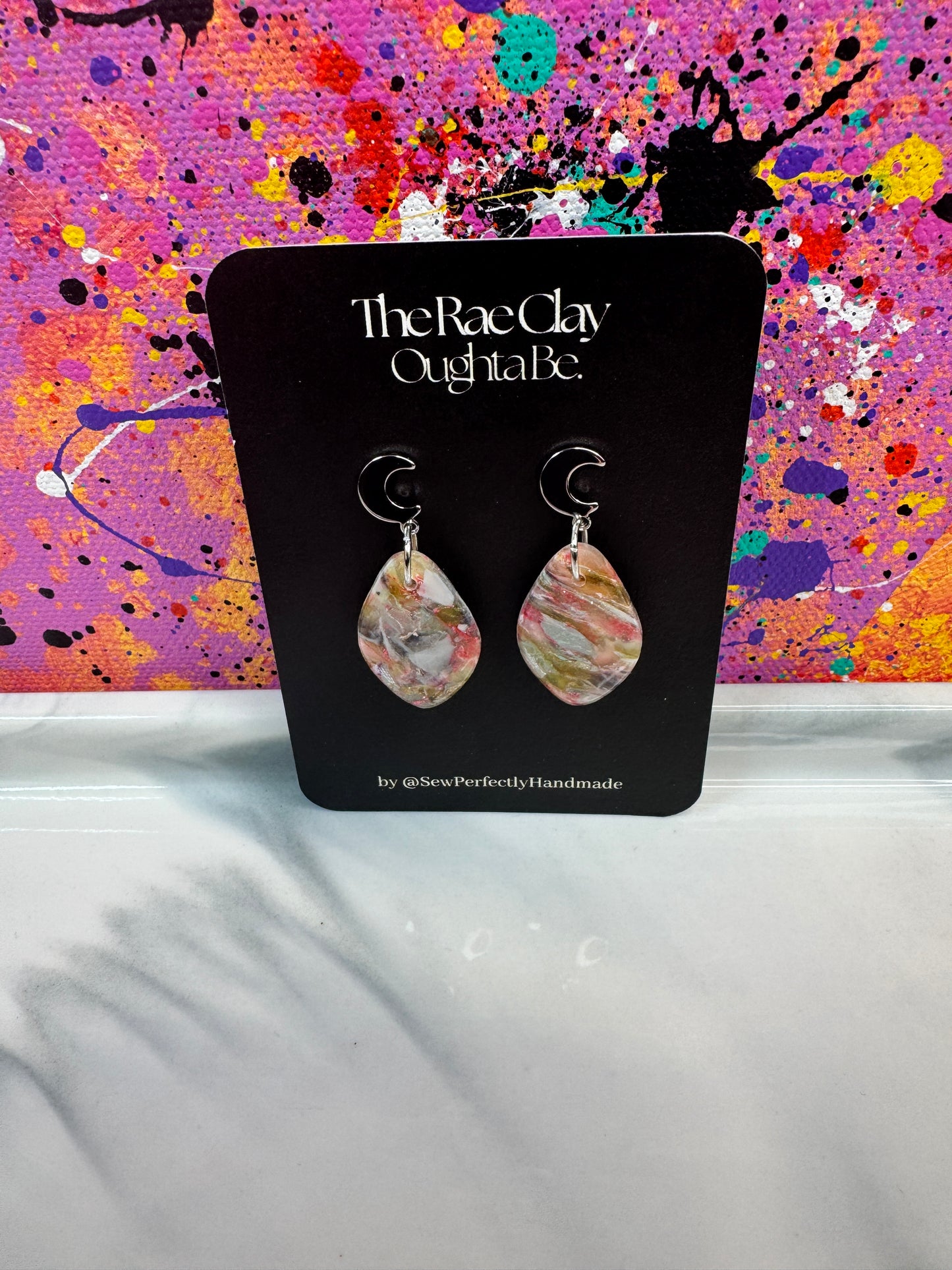 "Pink Sparkle 1" Handmade Polymer Clay Earrings