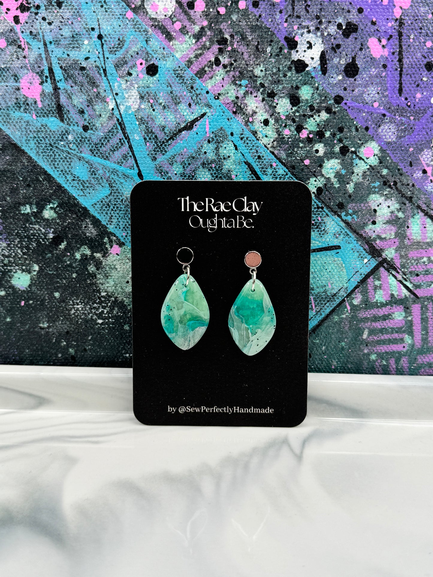"Blue Stone Vibes Style 1" Handmade Polymer Clay Earrings