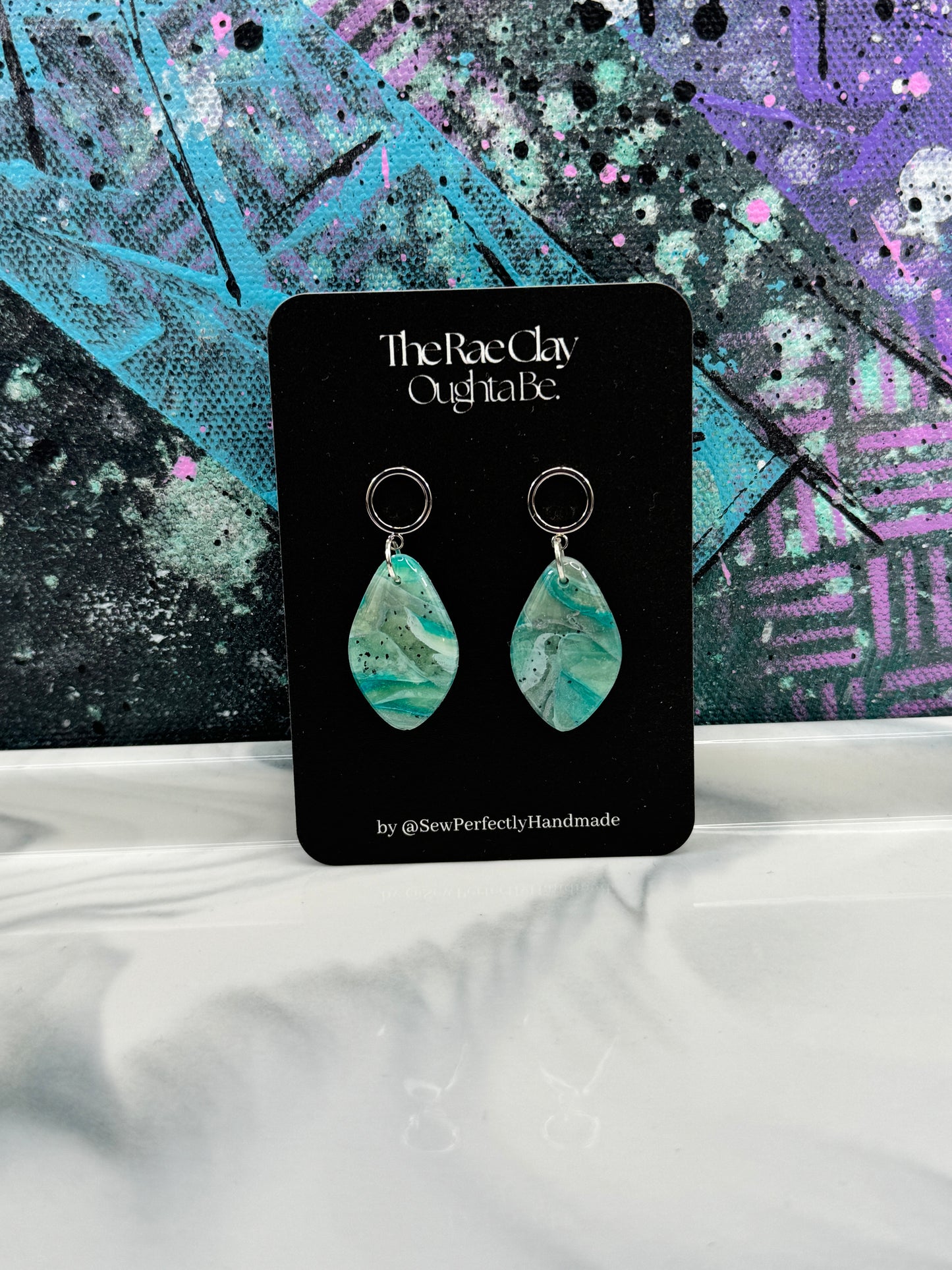 "Blue Stone Vibes Style 2" Handmade Polymer Clay Earrings