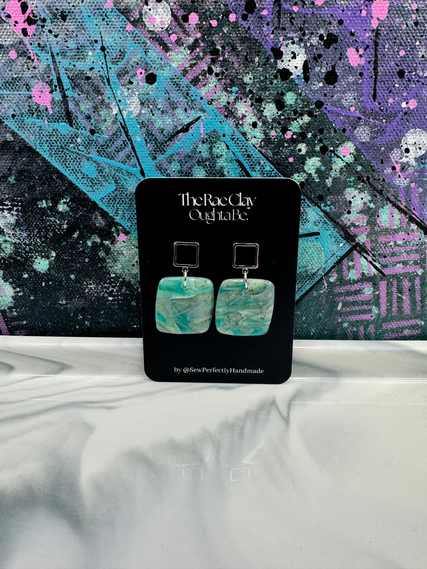 "Blue Stone Vibes Style 6" Handmade Polymer Clay Earrings