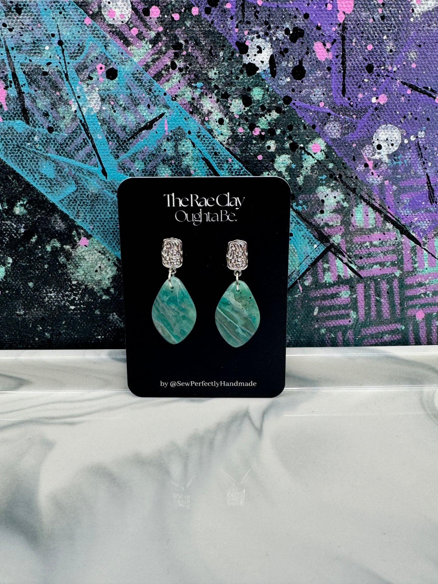 "Blue Stone Vibes Style 3" Handmade Polymer Clay Earrings