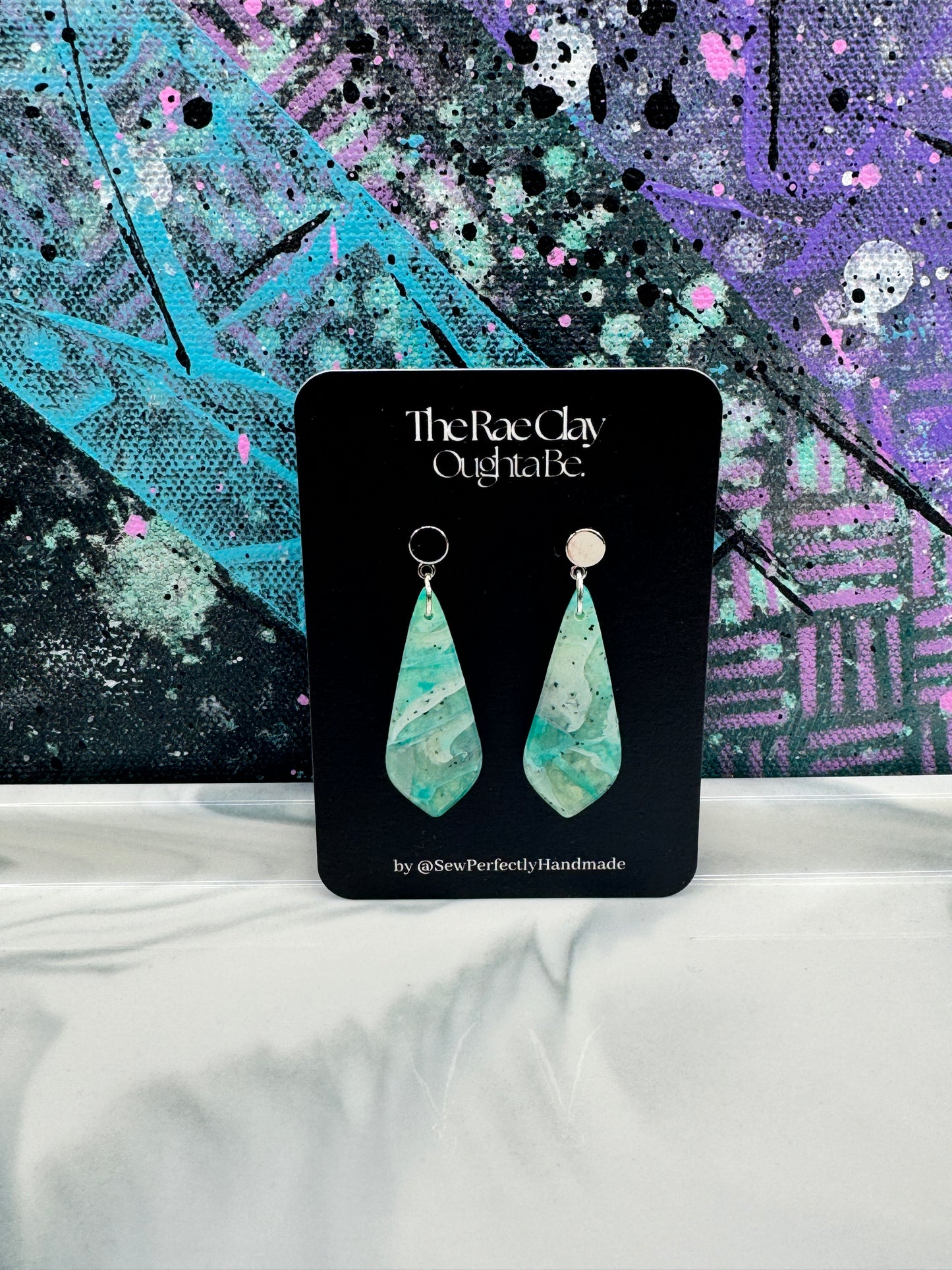 "Blue Stone Vibes Style 4" Handmade Polymer Clay Earrings
