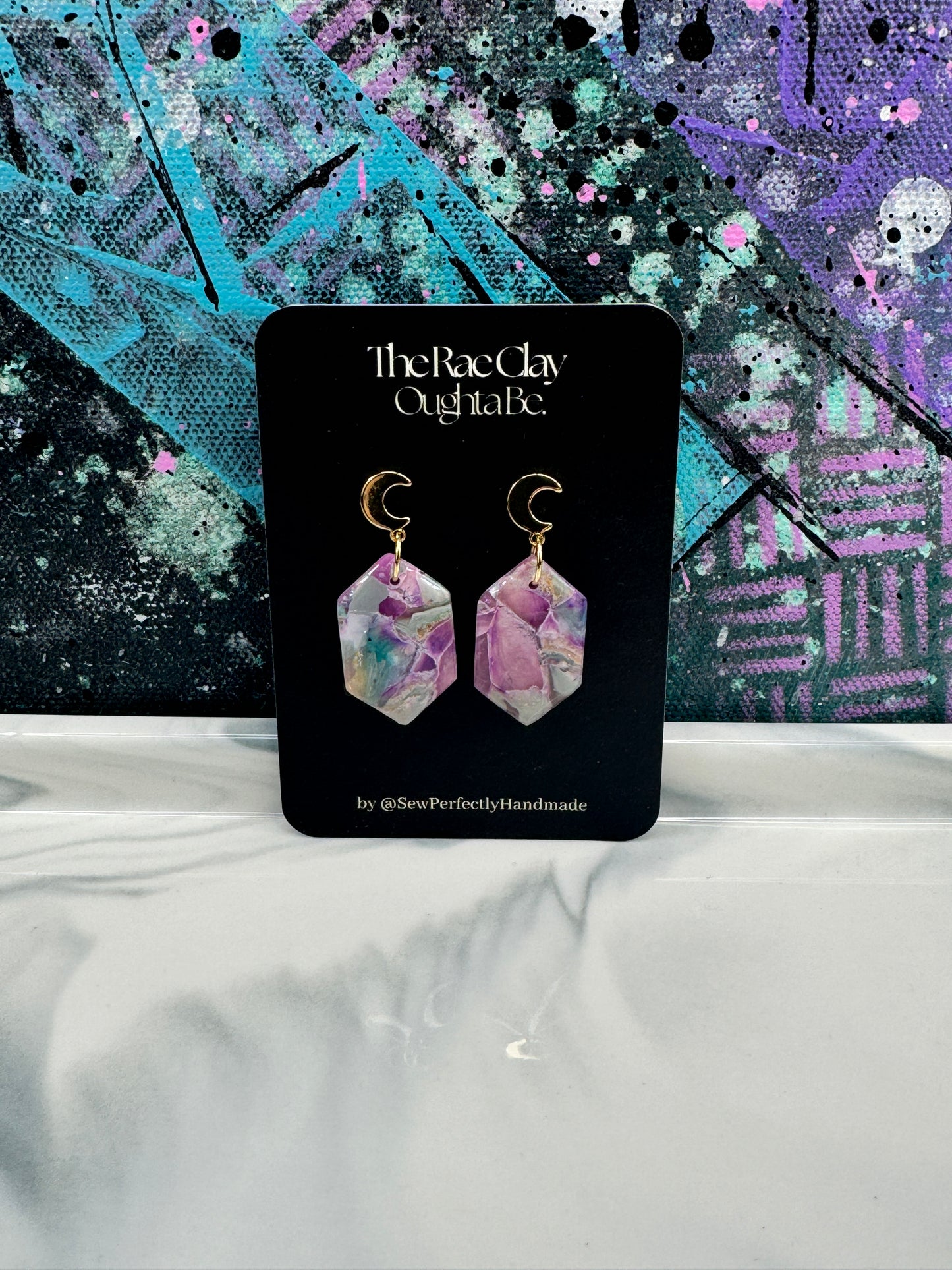 "Floral Amethyst 1" Handmade Polymer Clay Earrings