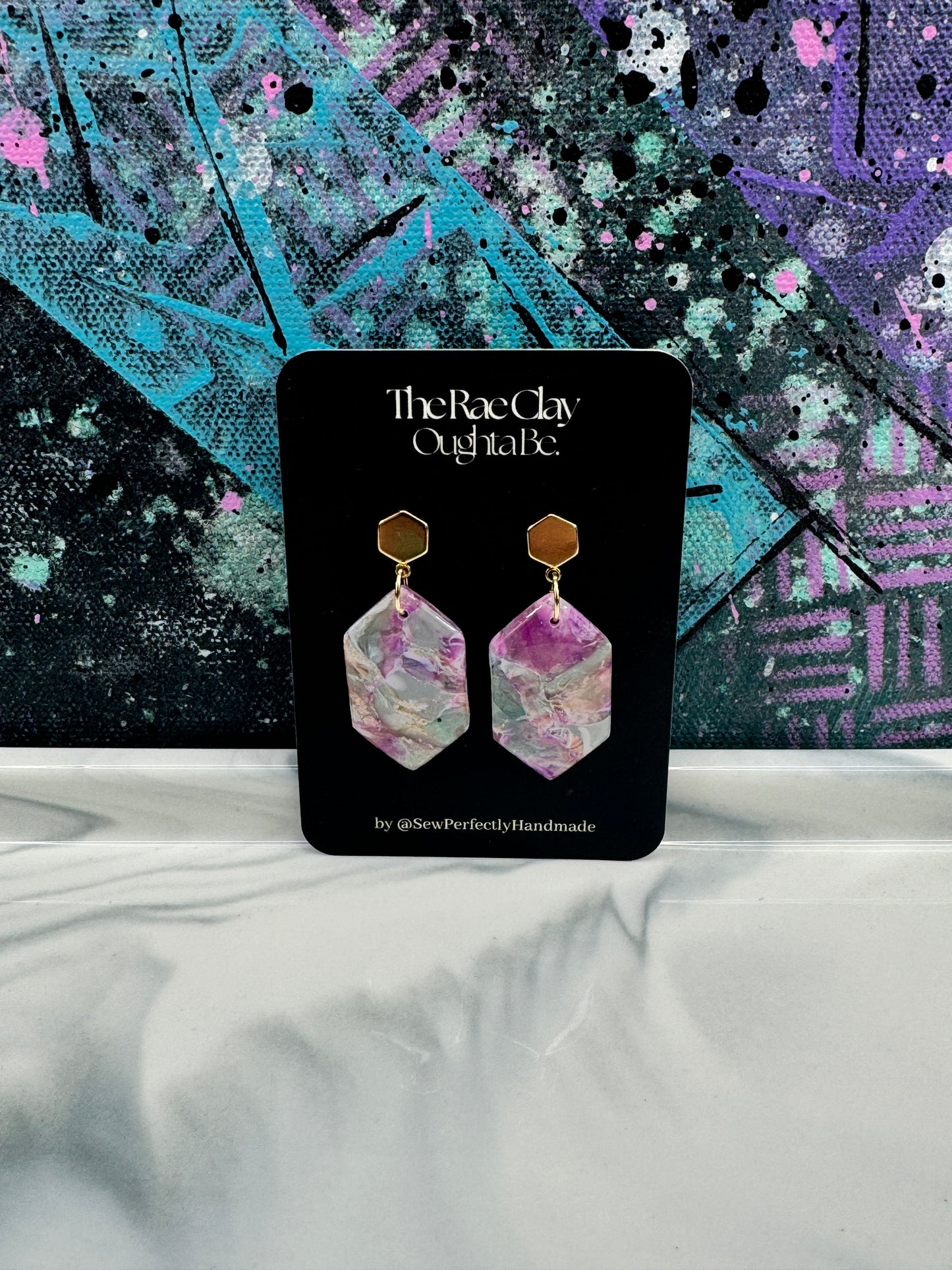 "Floral Amethyst 2" Handmade Polymer Clay Earrings