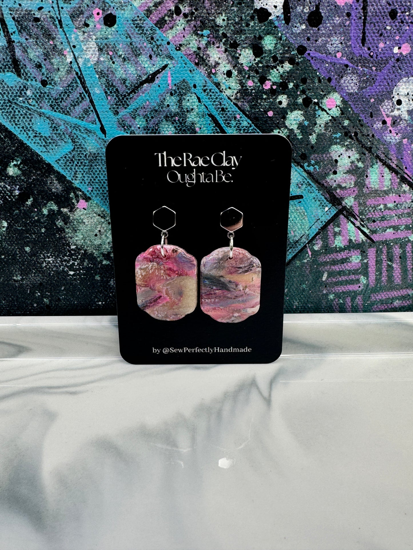 "Floral Scene 3" Handmade Polymer Clay Earrings