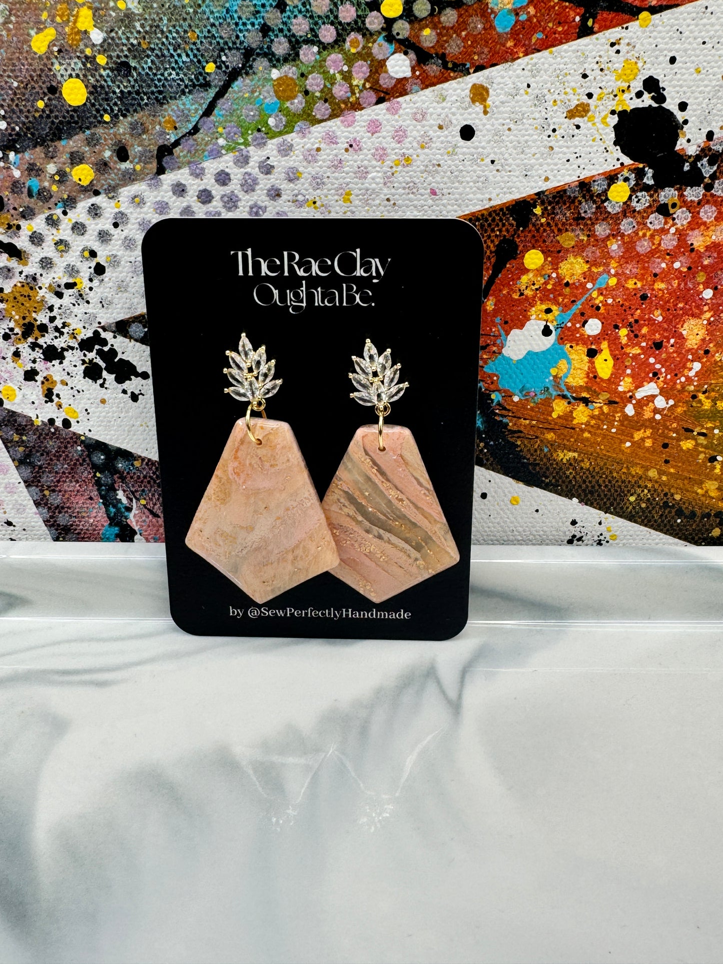 "Peach Swirl 10" Handmade Polymer Clay Earrings