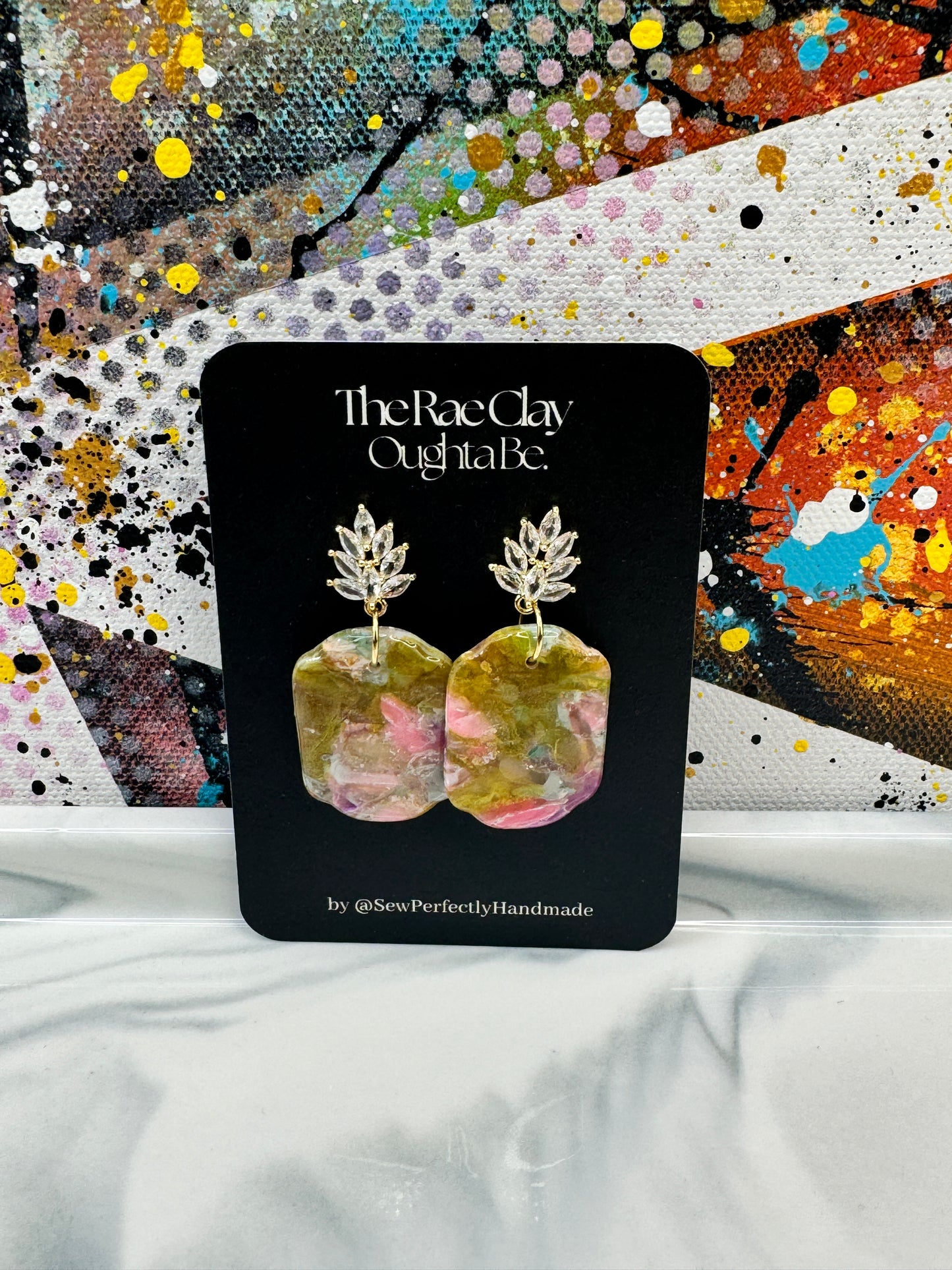 "Green Fantasy 1" Handmade Polymer Clay Earrings