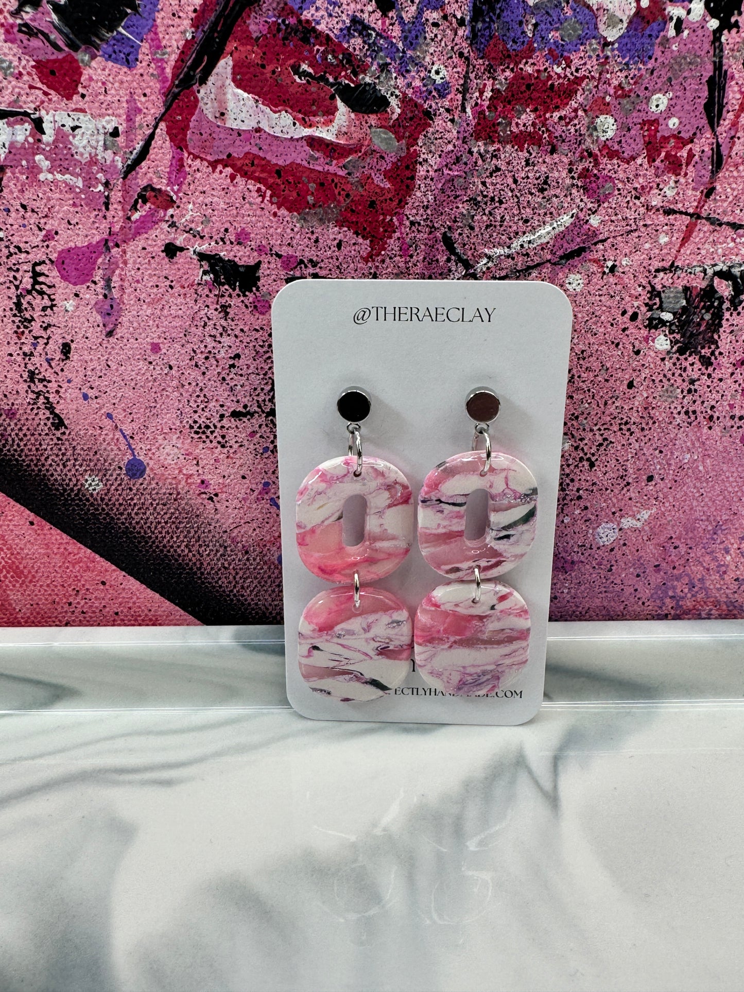 "Pink Cream 2" Handmade Polymer Clay Earrings