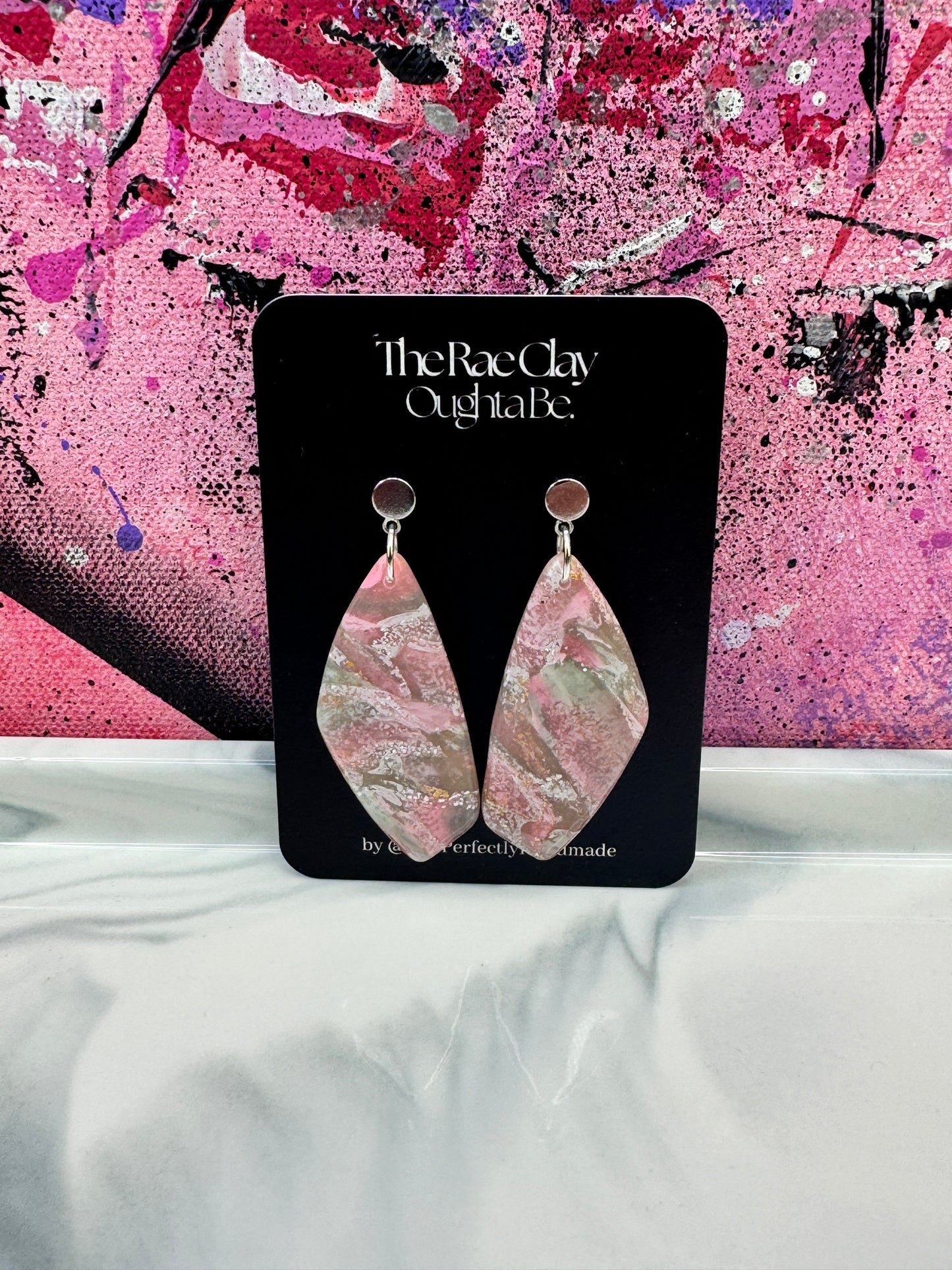 "Watermelon Splash 8" Handmade Polymer Clay Earrings