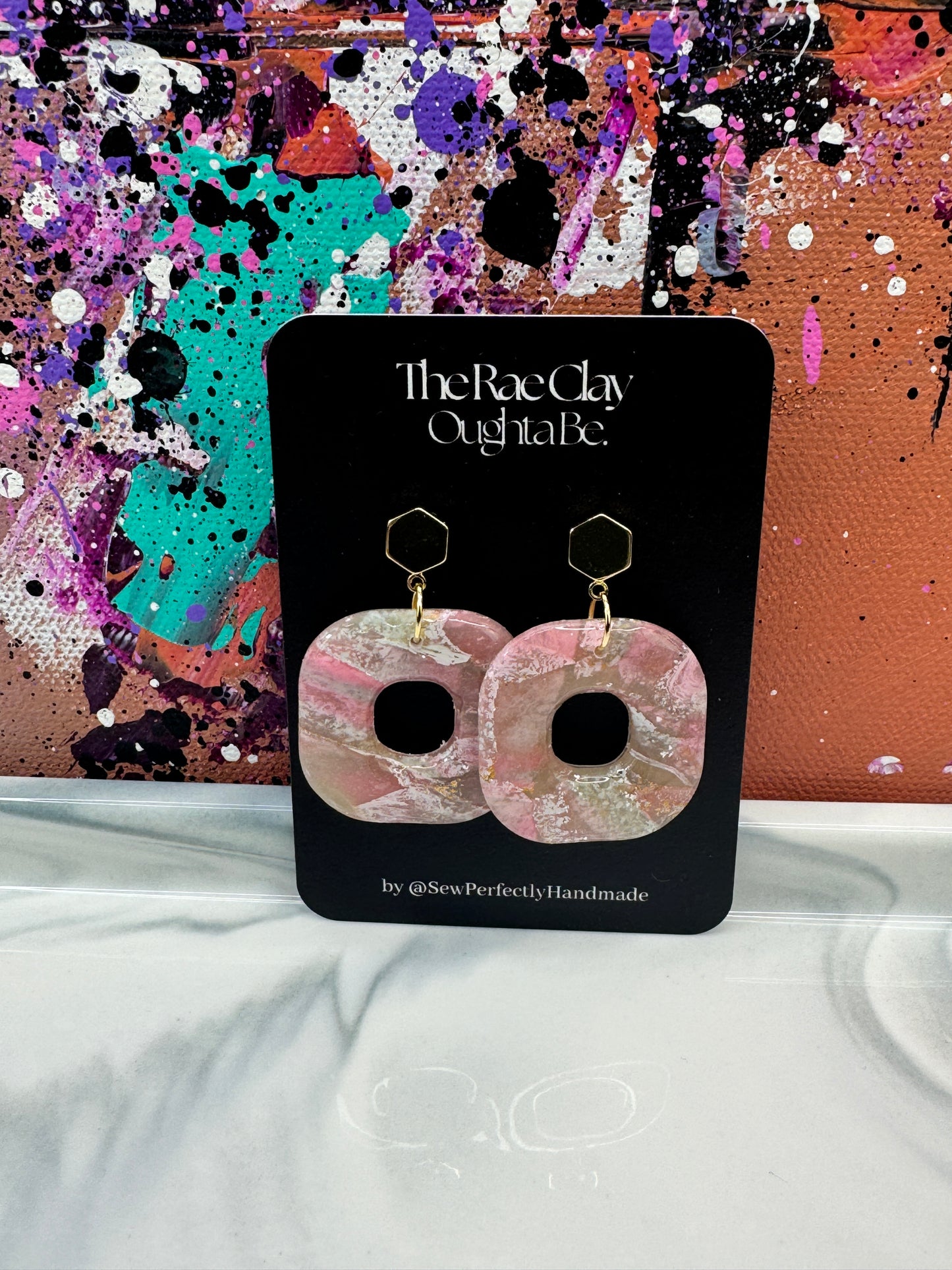 "Watermelon Splash 6" Handmade Polymer Clay Earrings