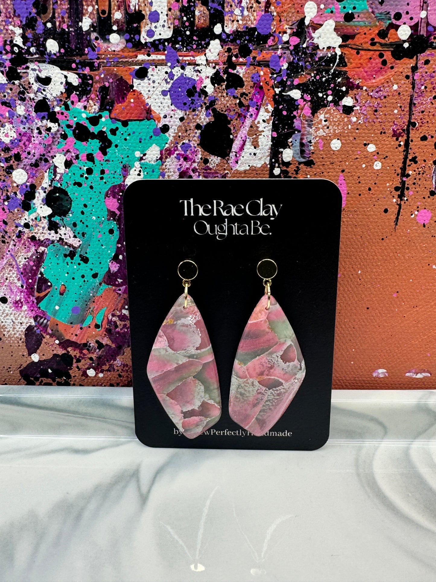 "Watermelon Splash 9" Handmade Polymer Clay Earrings