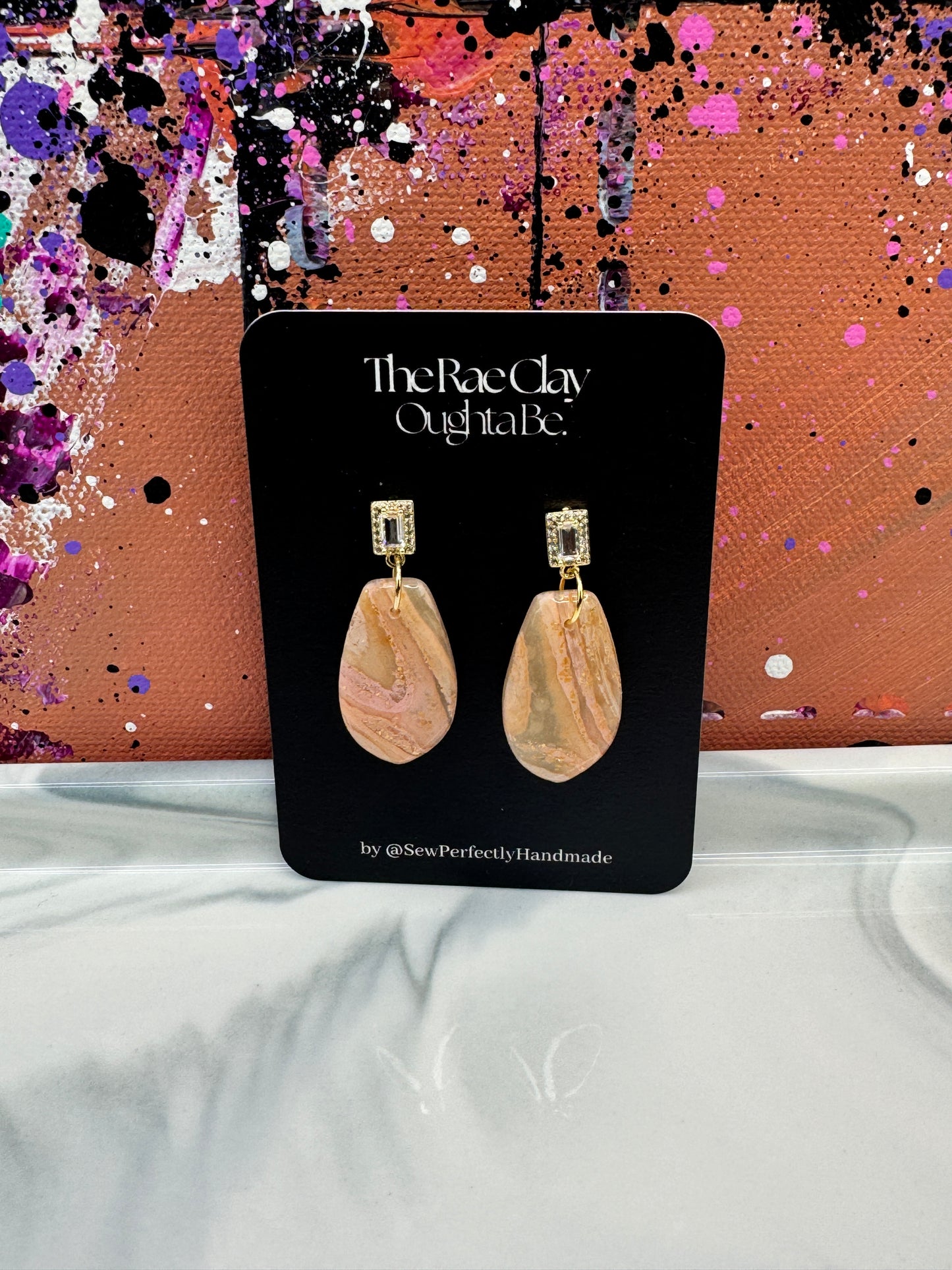 "Peach Swirl 1" Handmade Polymer Clay Earrings