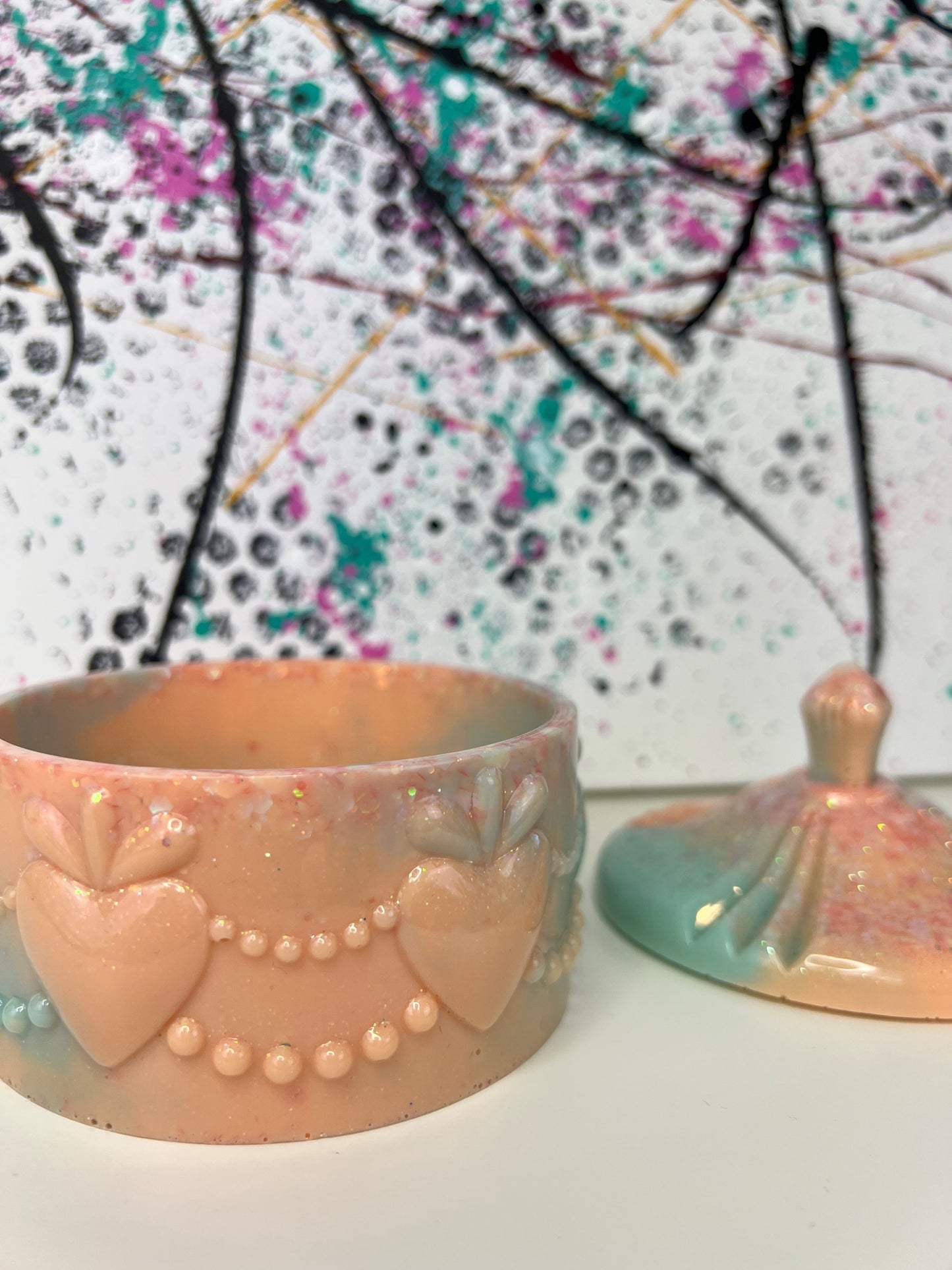"Mint Peach" Trinket Dish / Jewelry Dish