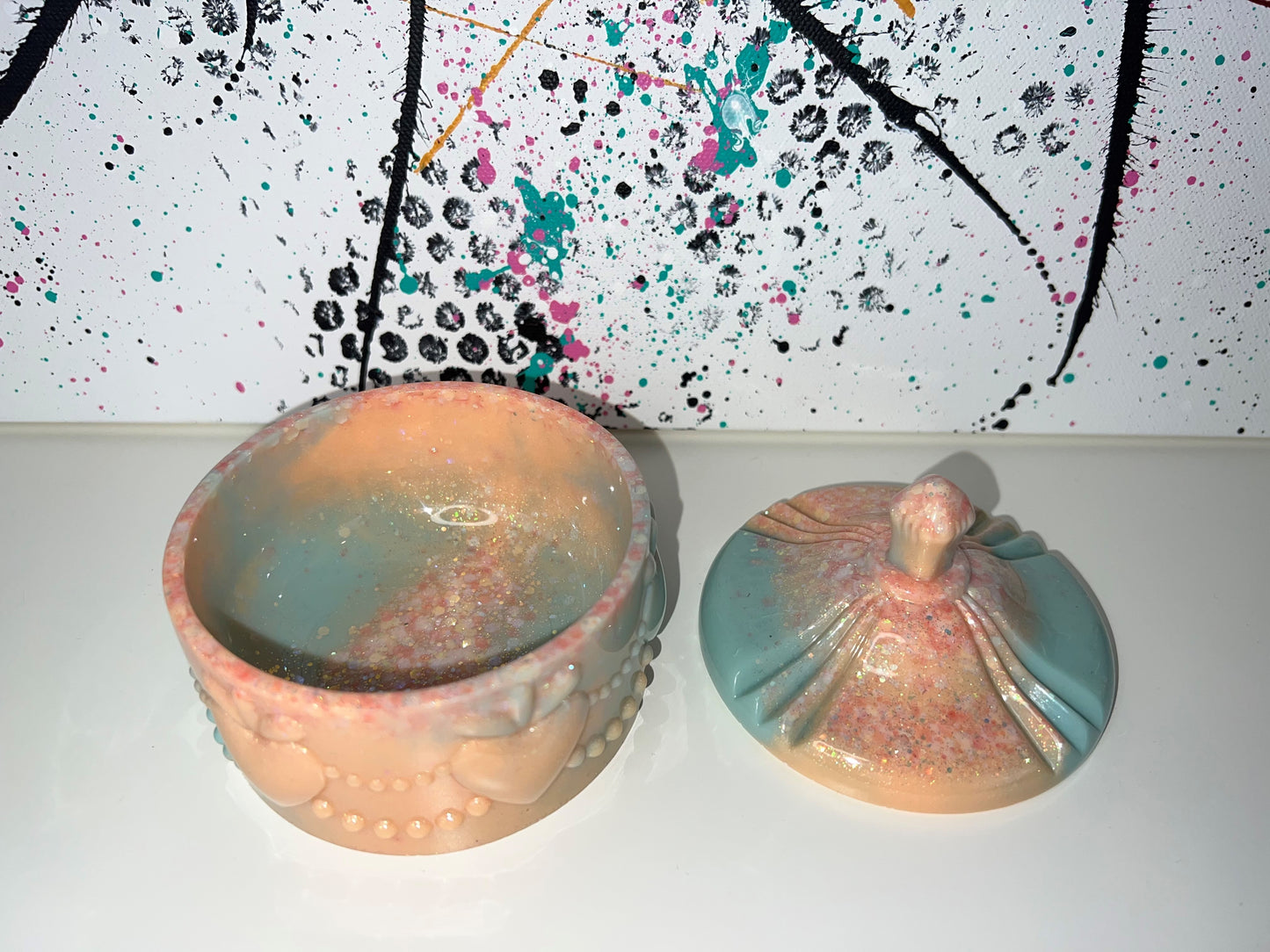 "Mint Peach" Trinket Dish / Jewelry Dish