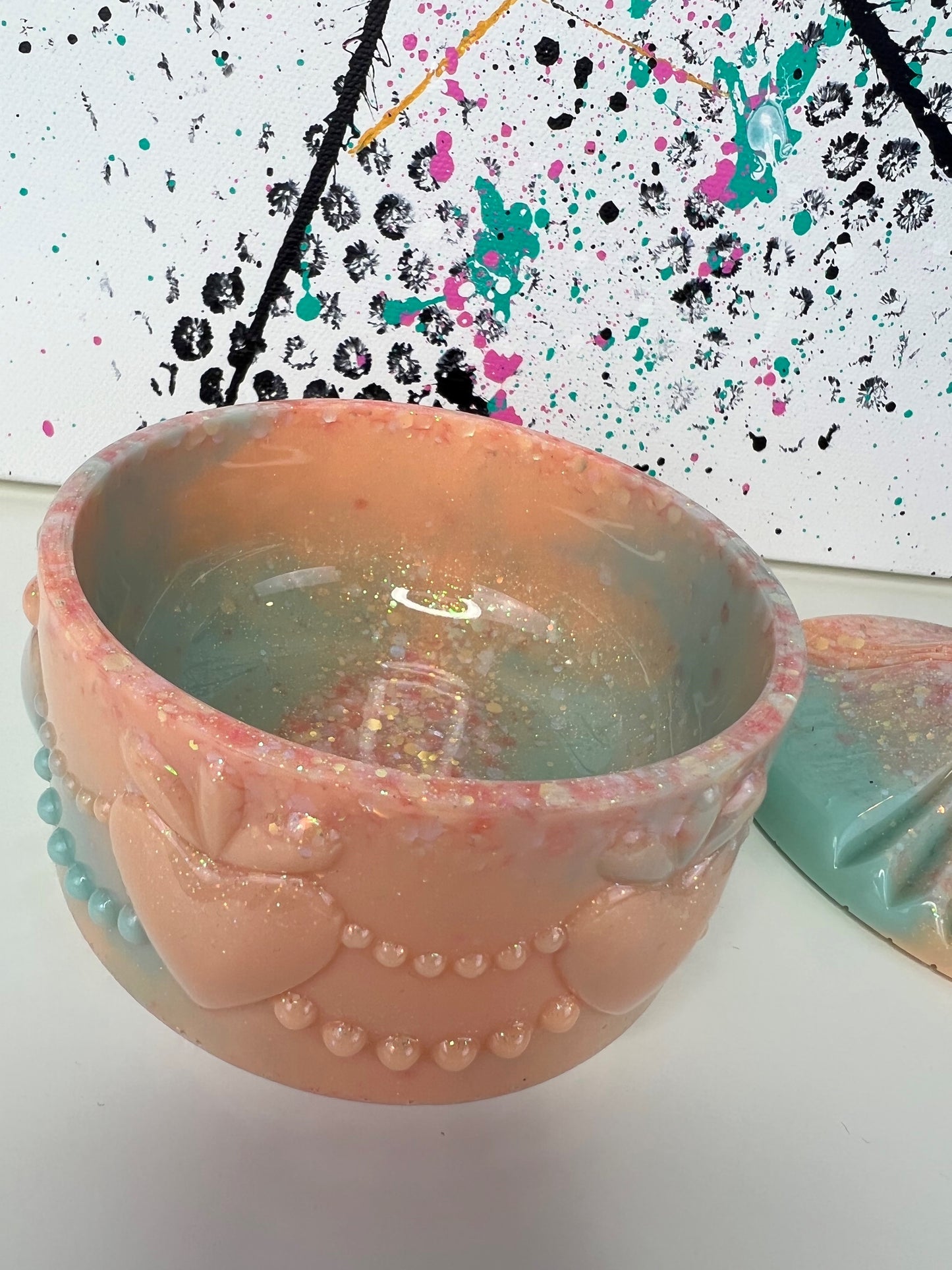 "Mint Peach" Trinket Dish / Jewelry Dish