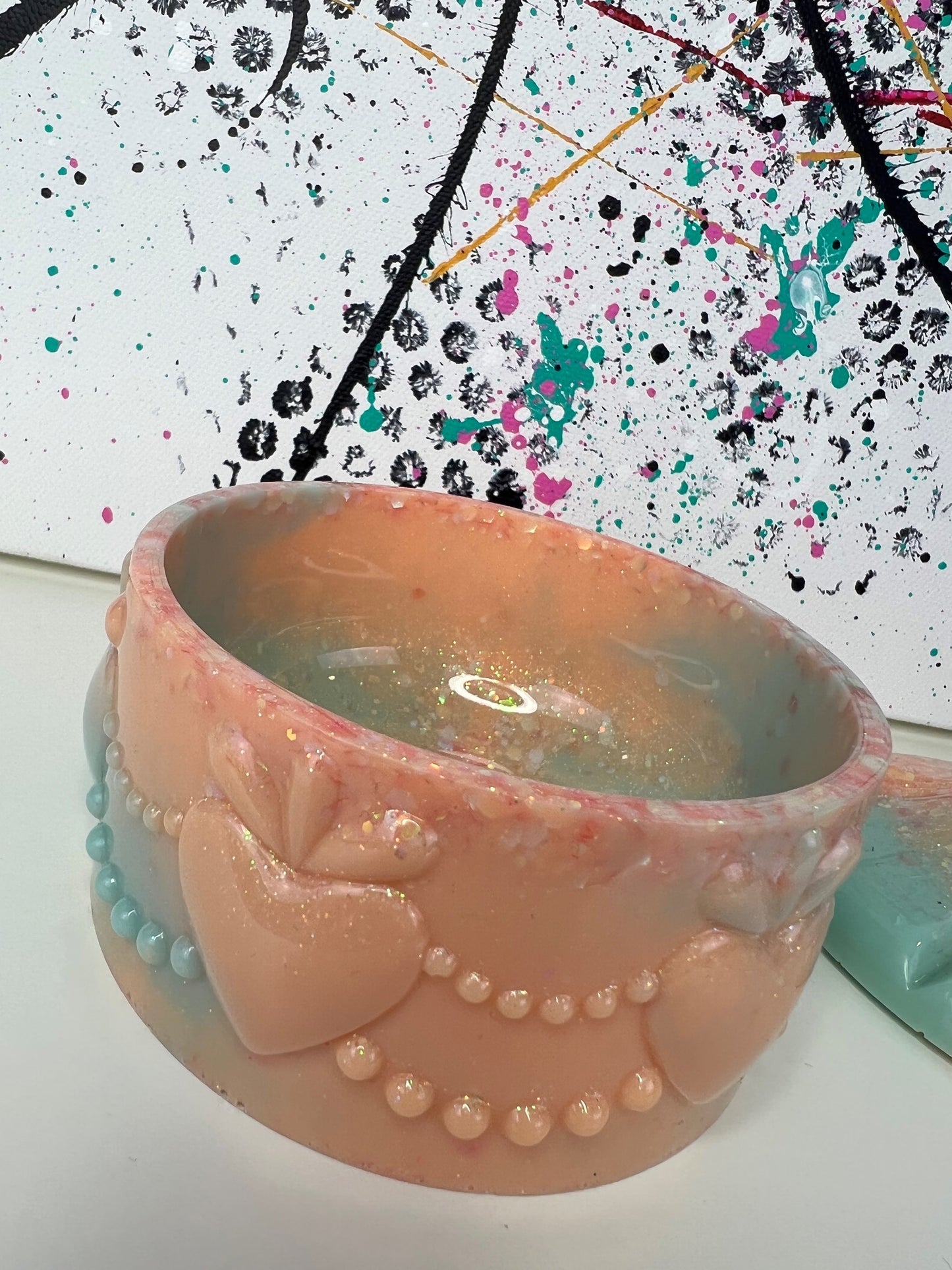 "Mint Peach" Trinket Dish / Jewelry Dish