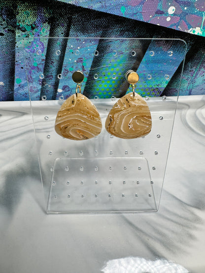 “Neutral Agate Vibes Style 7" Handmade Polymer Clay Earrings