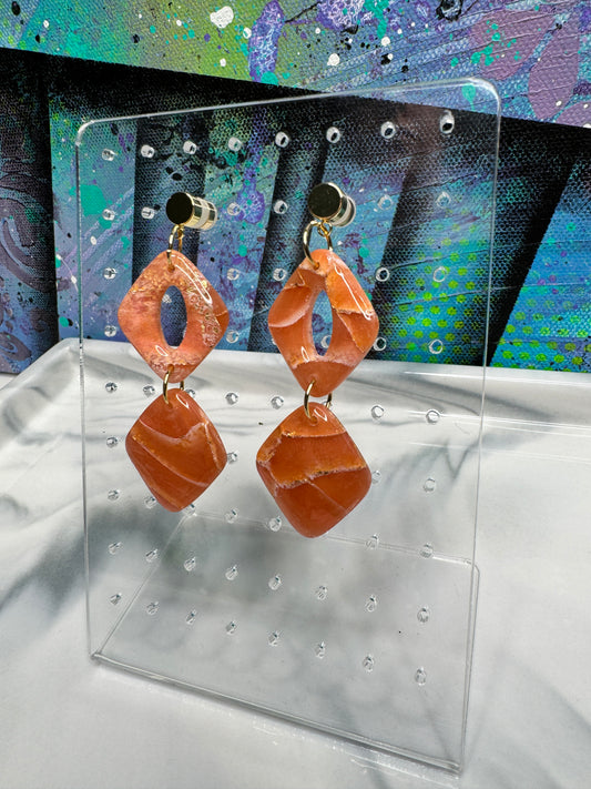 "Orange Dream Style 3" Handmade Polymer Clay Earrings