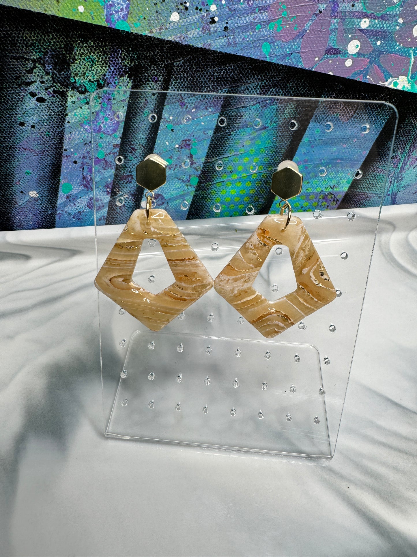 "Neutral Agate Vibes Style 5" Handmade Polymer Clay Earrings