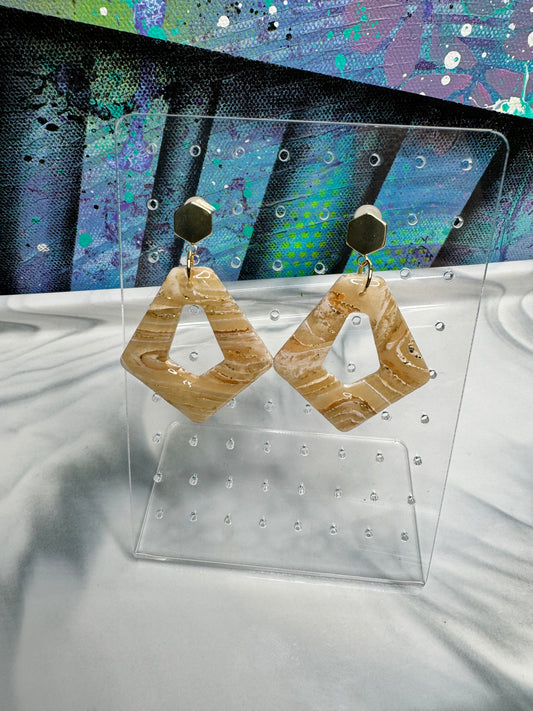 "Neutral Agate Vibes Style 5" Handmade Polymer Clay Earrings