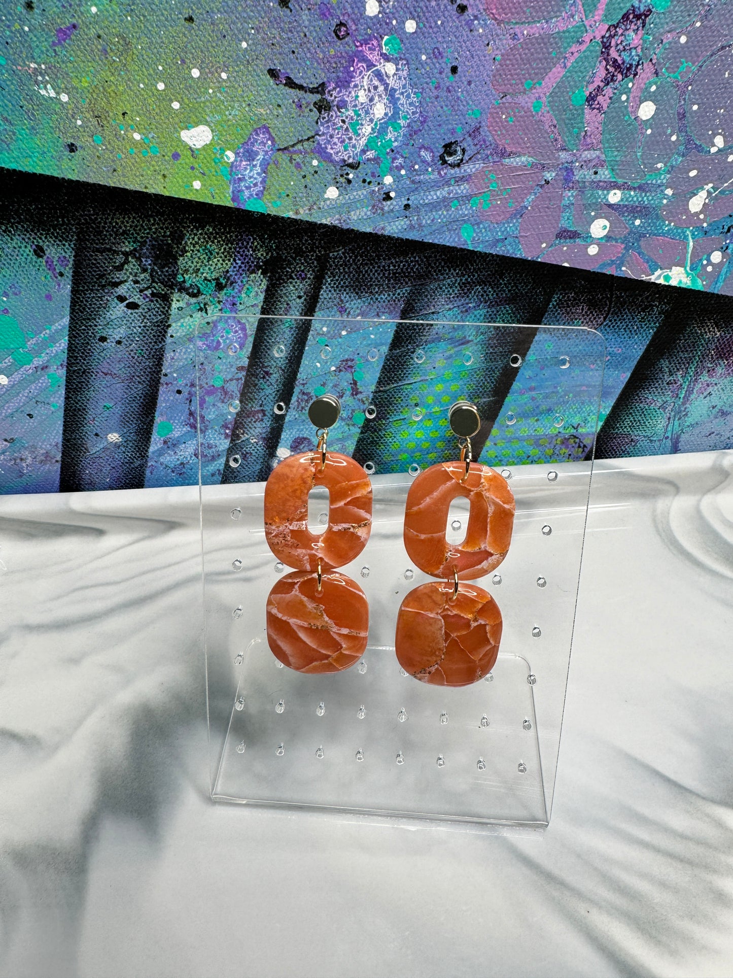 “Orange Dream Style 1" Handmade Polymer Clay Earrings