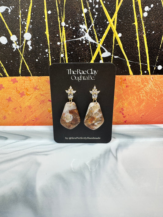 "Neutral Stone 2" Handmade Polymer Clay Earrings