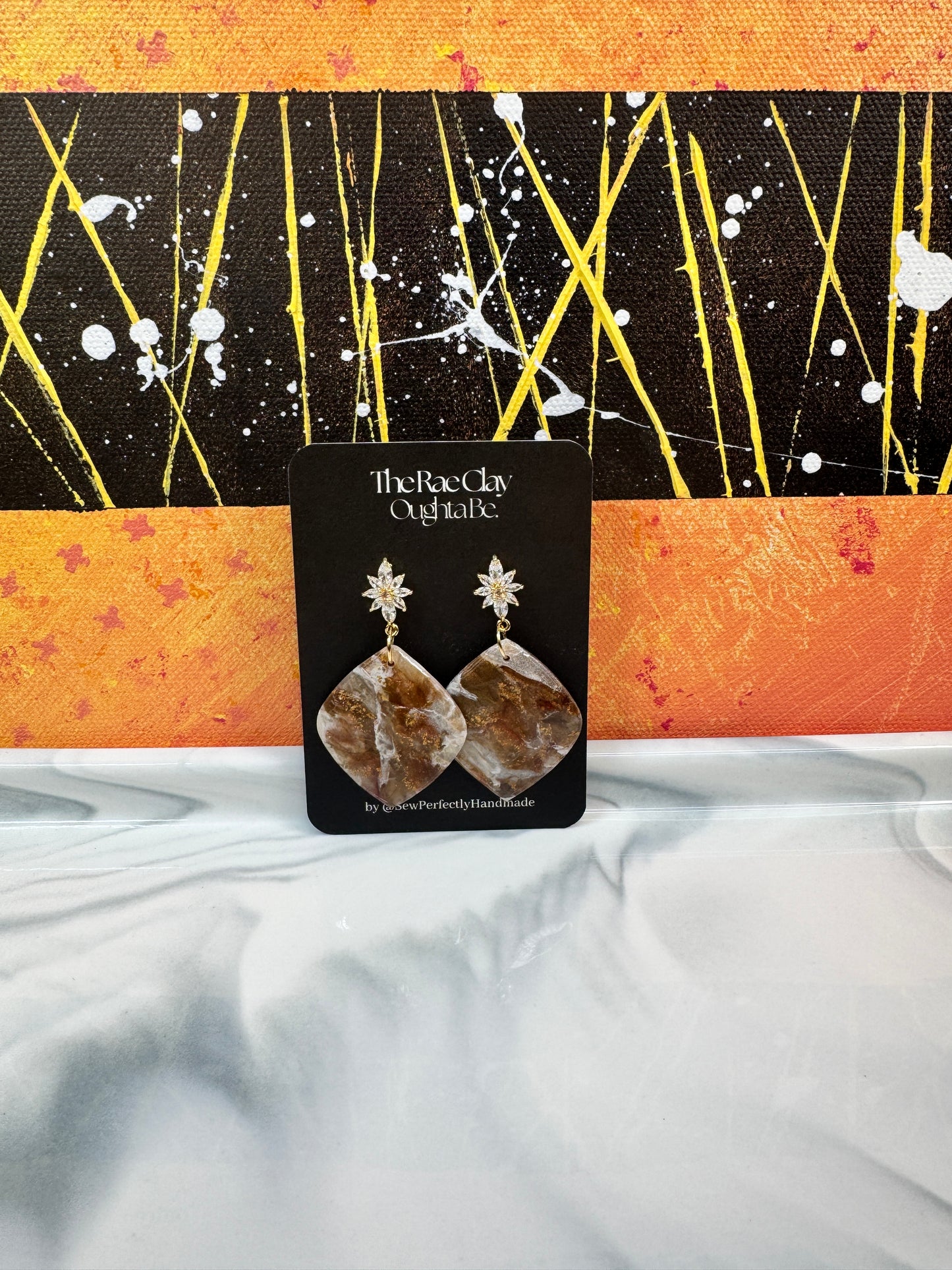 "Neutral Stone 4" Handmade Polymer Clay Earrings